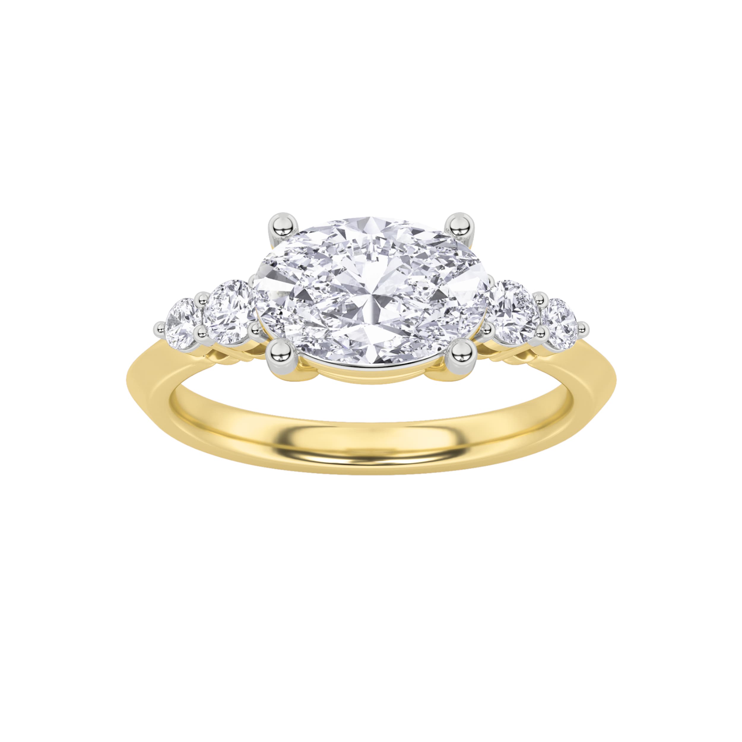 Oval Lab Diamond EastWest Five Stone Ring — 1.5 ct total weight in 14k yellow gold · product view 1
