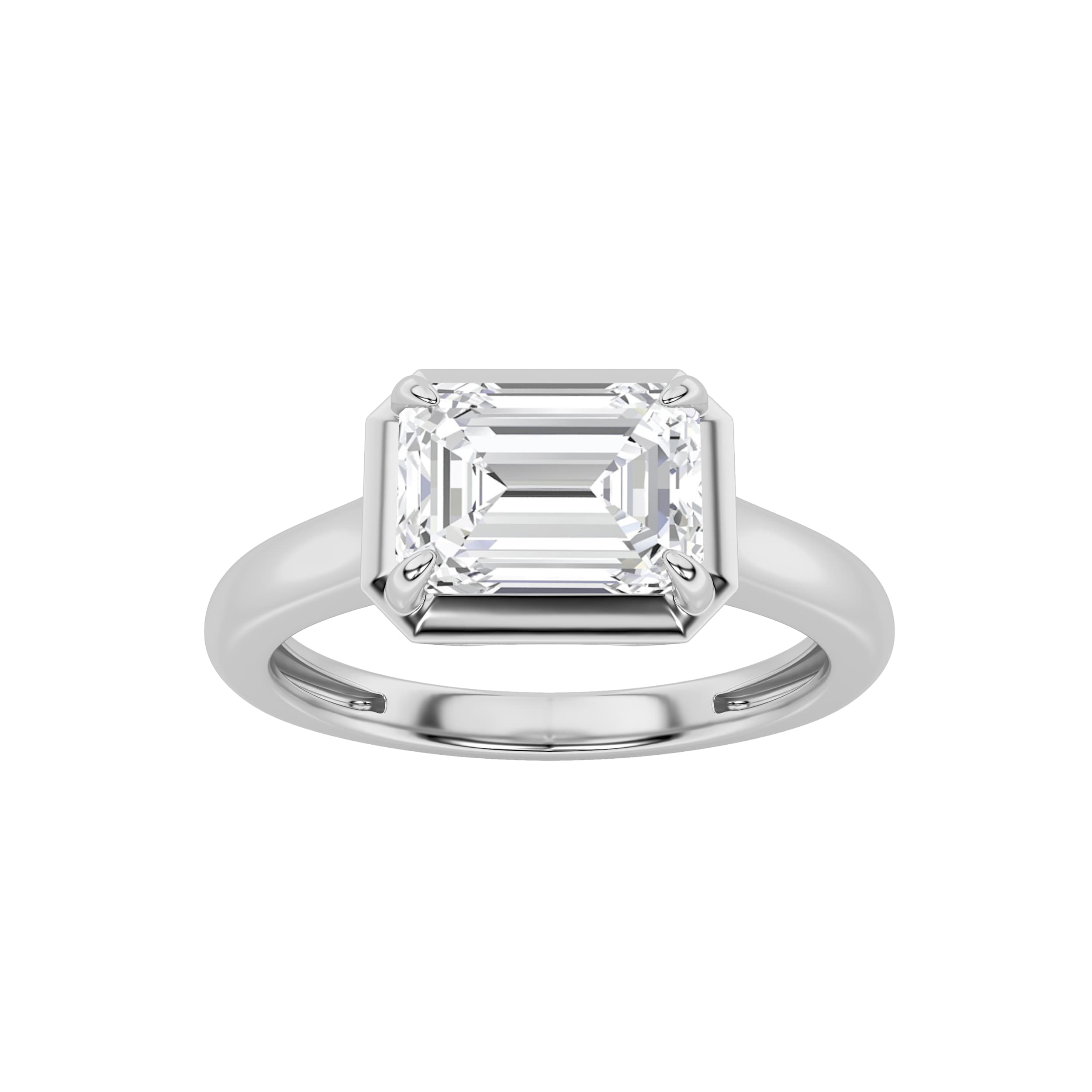Emerald Lab Diamond East–West Solitaire Ring — 1.5 ct total weight in 14k white gold · product view 1