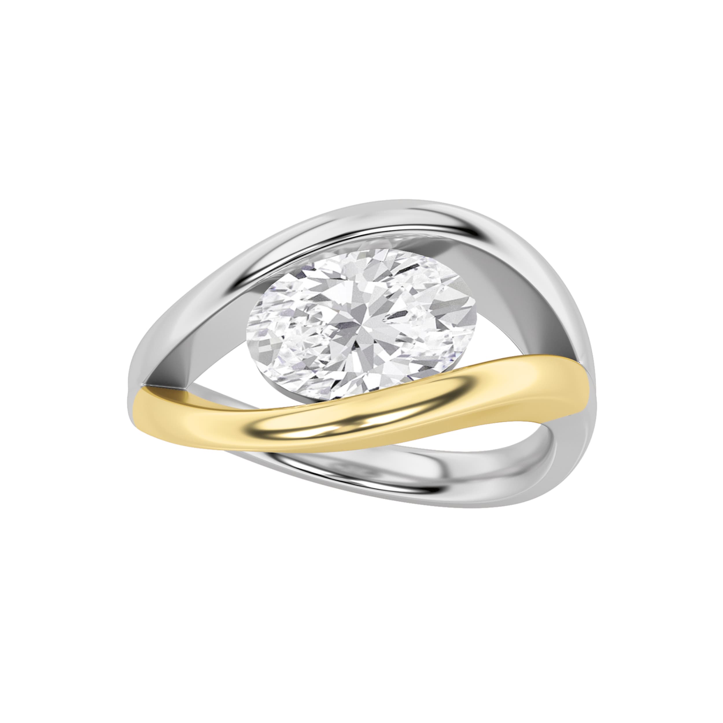 Oval Lab Diamond EastWest Solitaire Ring — 1.5 ct total weight in 14k white gold · product view 1