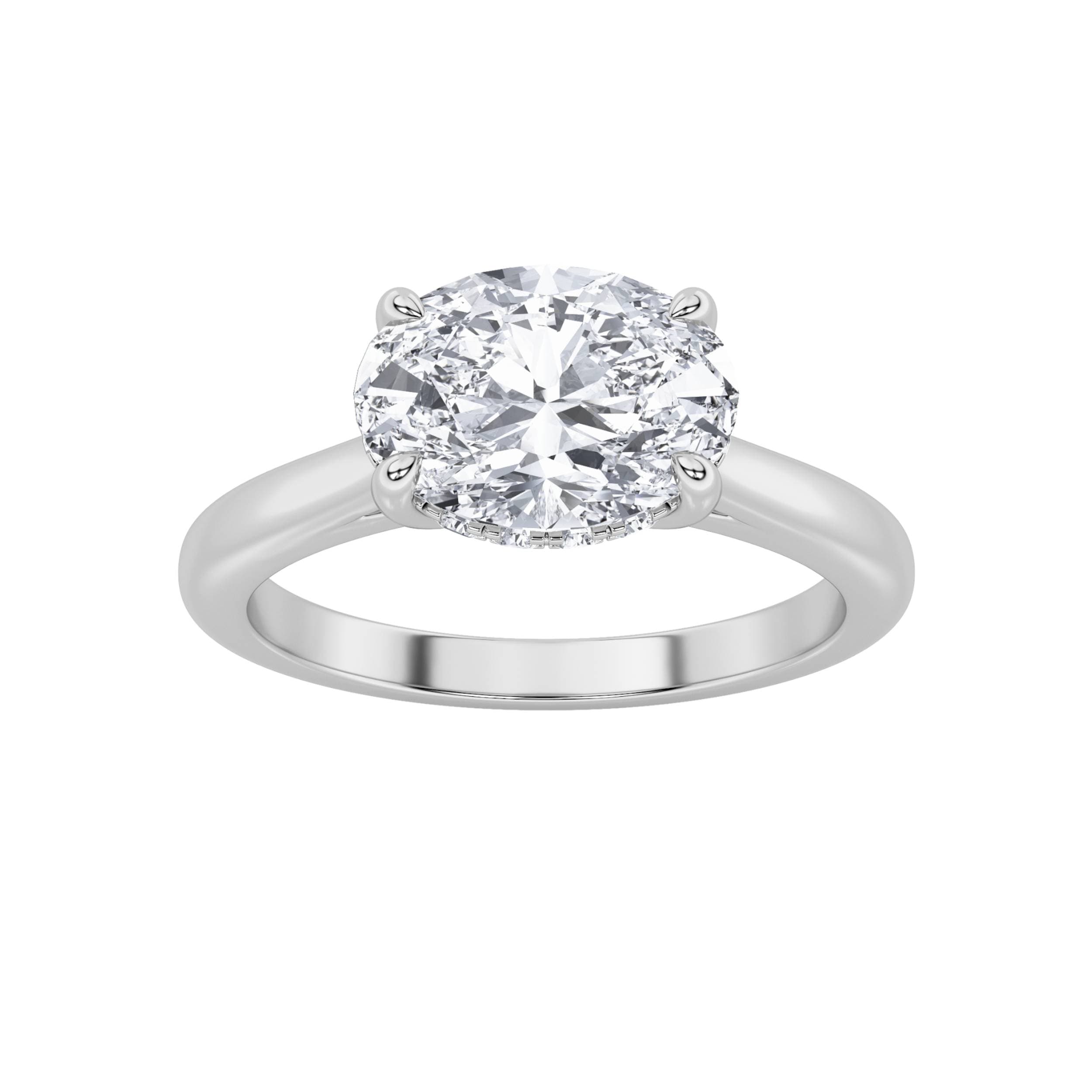 Oval Lab Diamond EastWest Solitaire Ring — 1.5 ct total weight in 14k white gold · product view 1