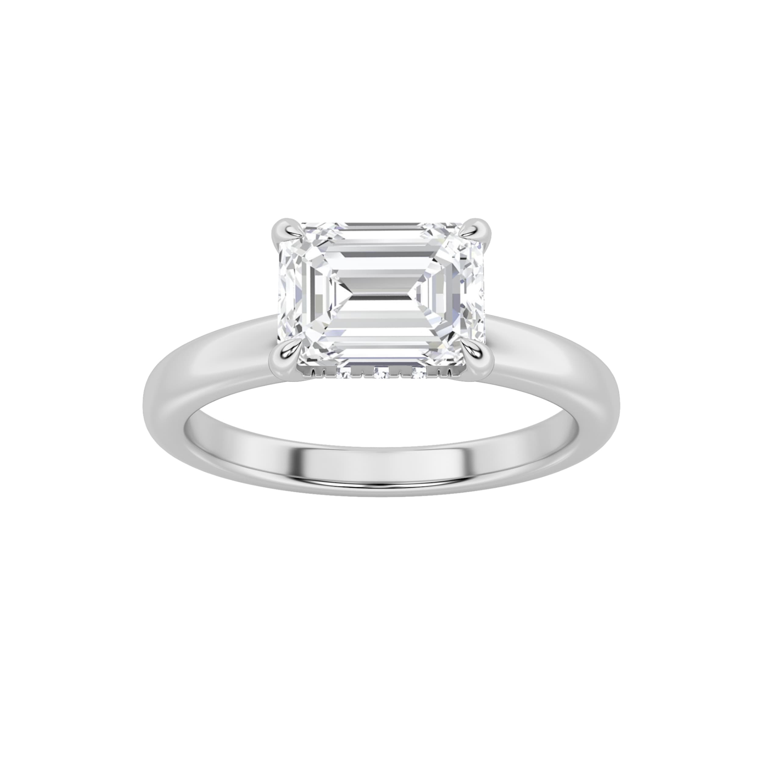 Emerald Lab Diamond East–West Solitaire Ring — 1.5 ct total weight in 14k white gold · product view 1