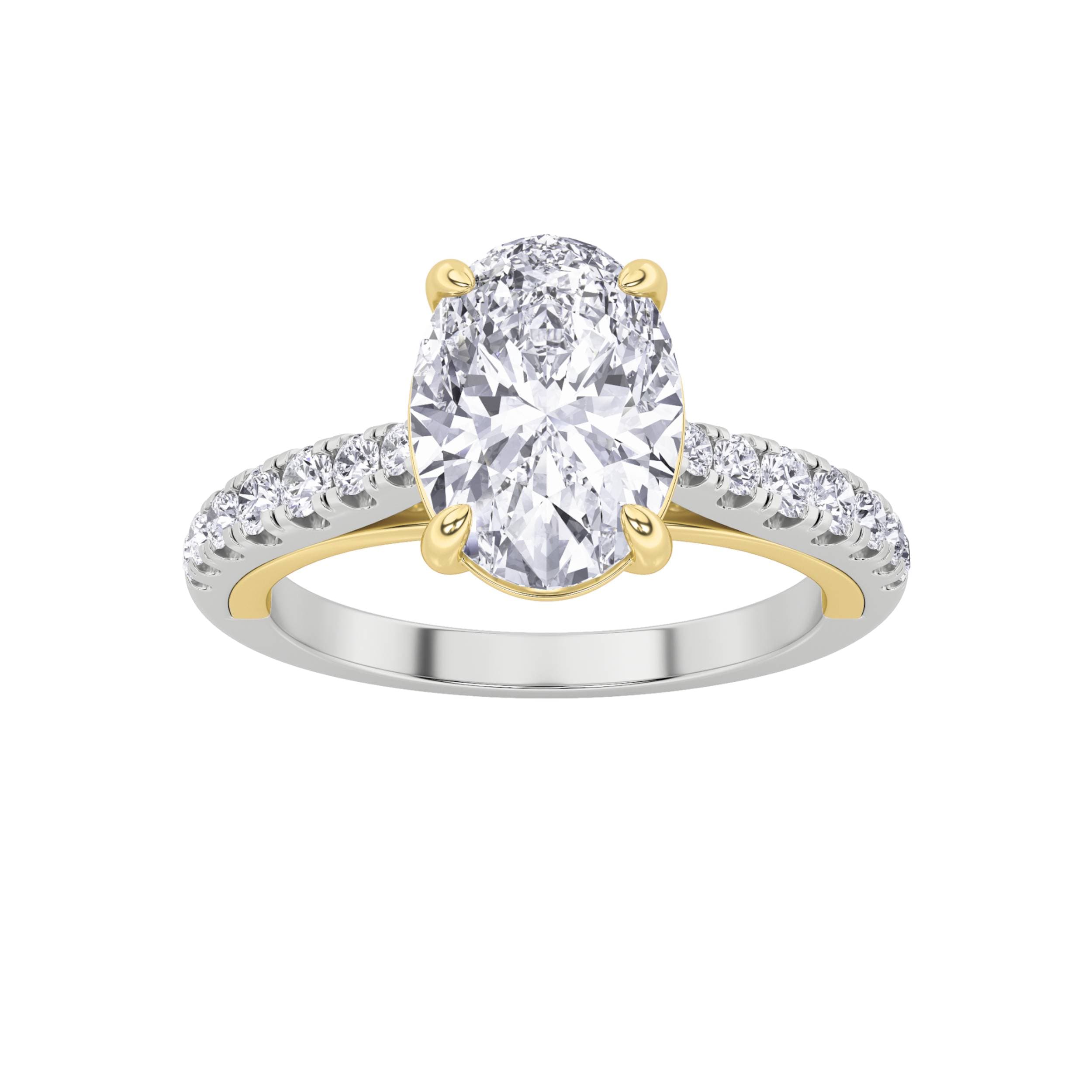 Oval Lab Diamond Solitaire Engagement Ring — 2 ct total weight in 14k white gold · product view 1