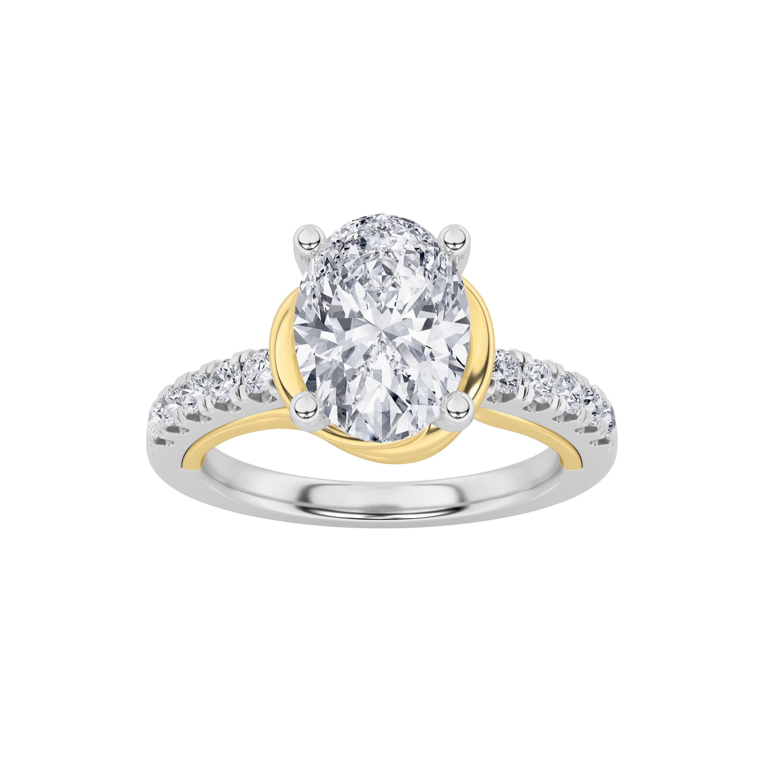 Oval Lab Diamond Solitaire Engagement Ring — 2 ct total weight in 14k white gold · product view 1
