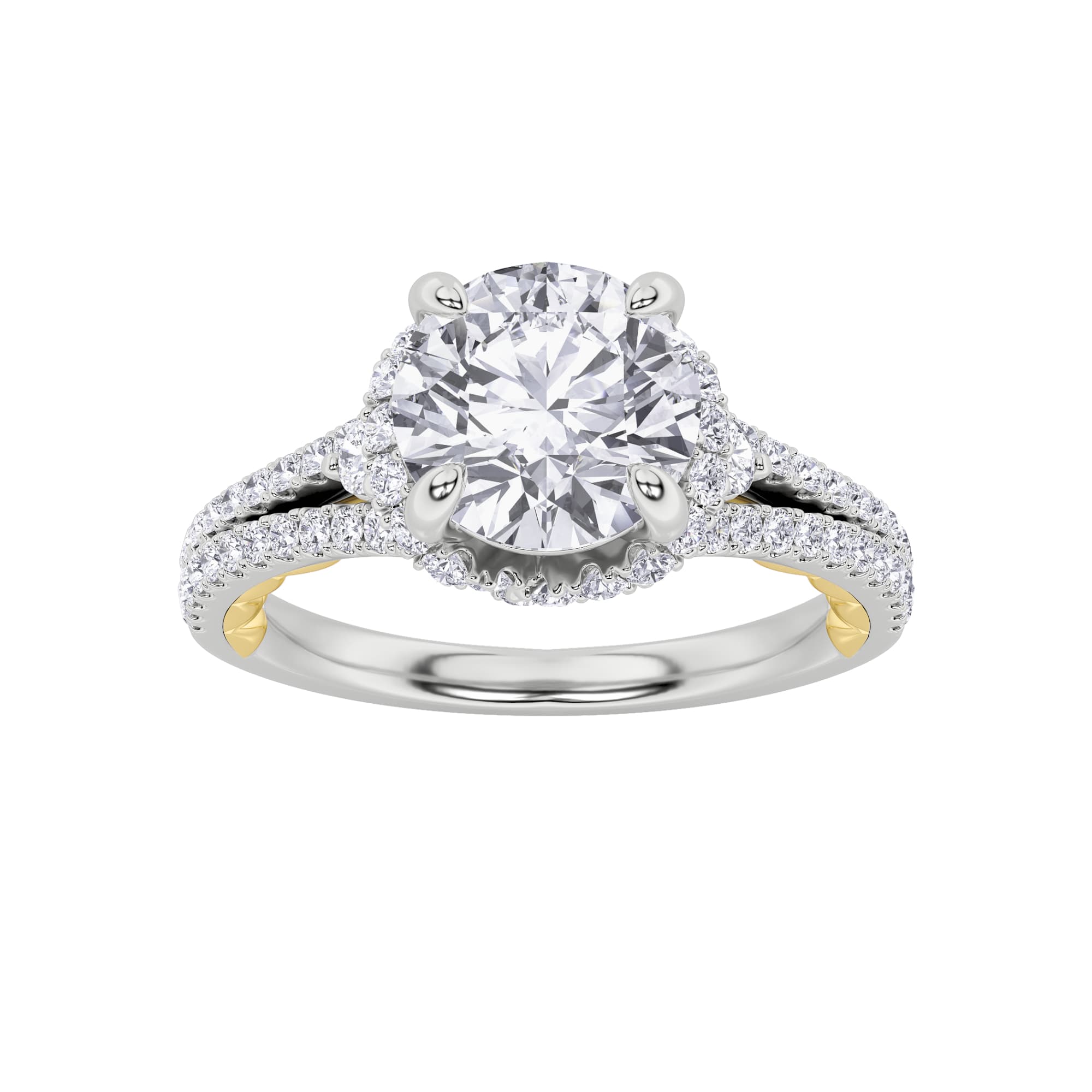 Round Lab Diamond Solitaire Engagement Ring — 2 ct total weight in 14k white gold · product view 1