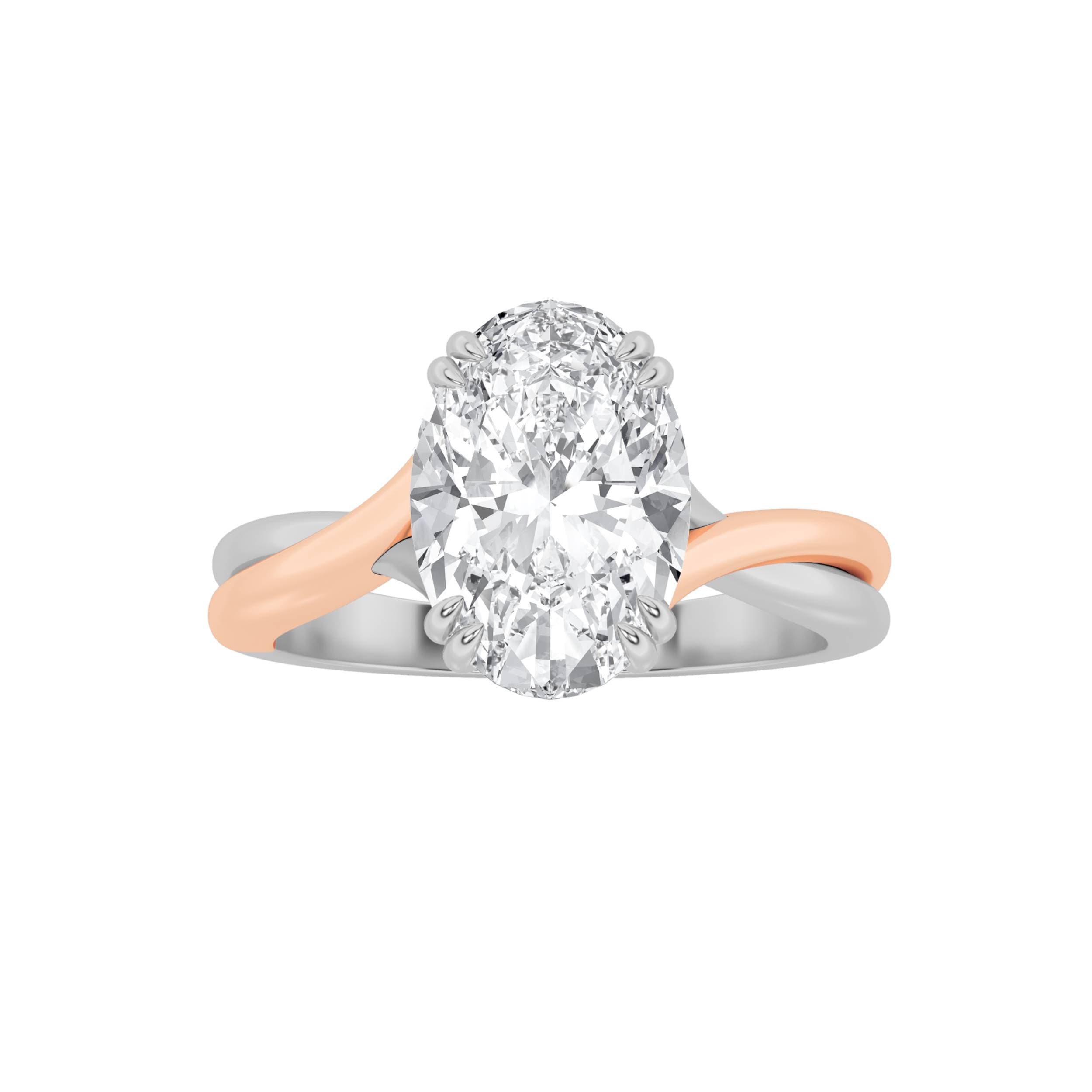 Oval Lab Diamond Solitaire Engagement Ring — 2 ct total weight in 14k white gold · product view 1