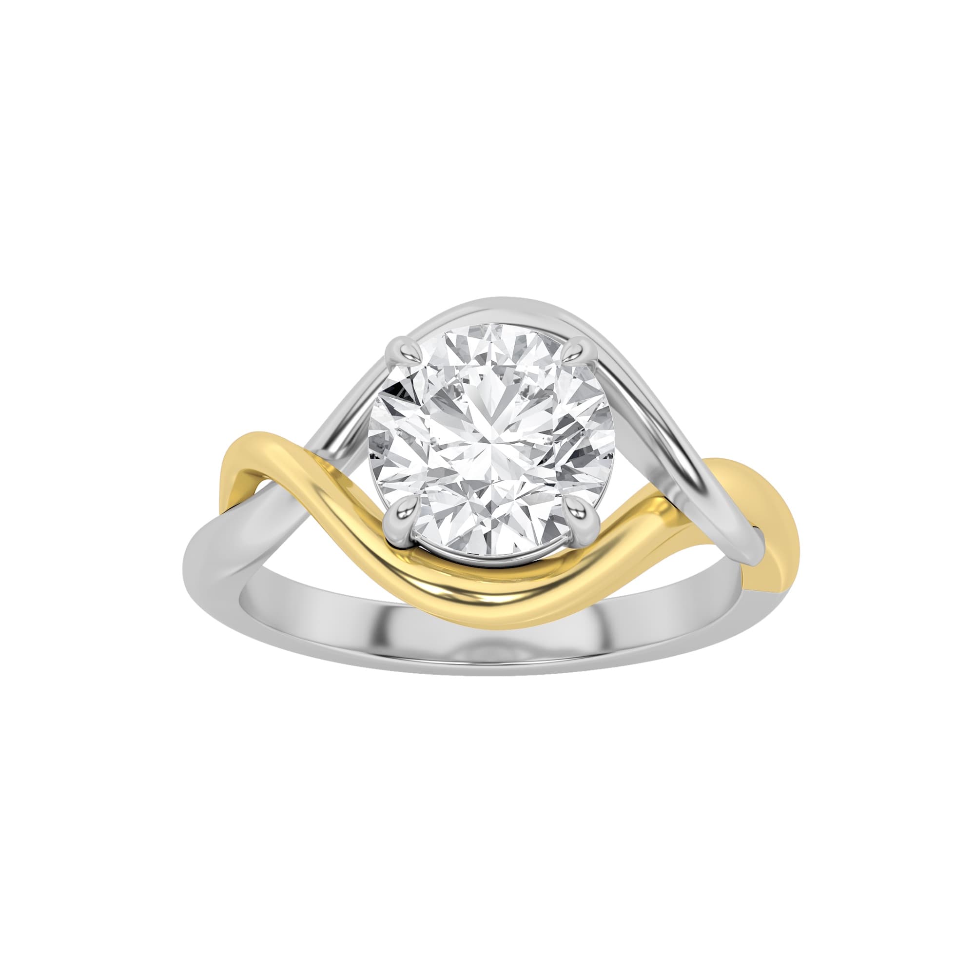 Round Lab Diamond TwoTone Know Solitaire Engagement Ring — 1.5 ct total weight in 14k white gold · product view 1