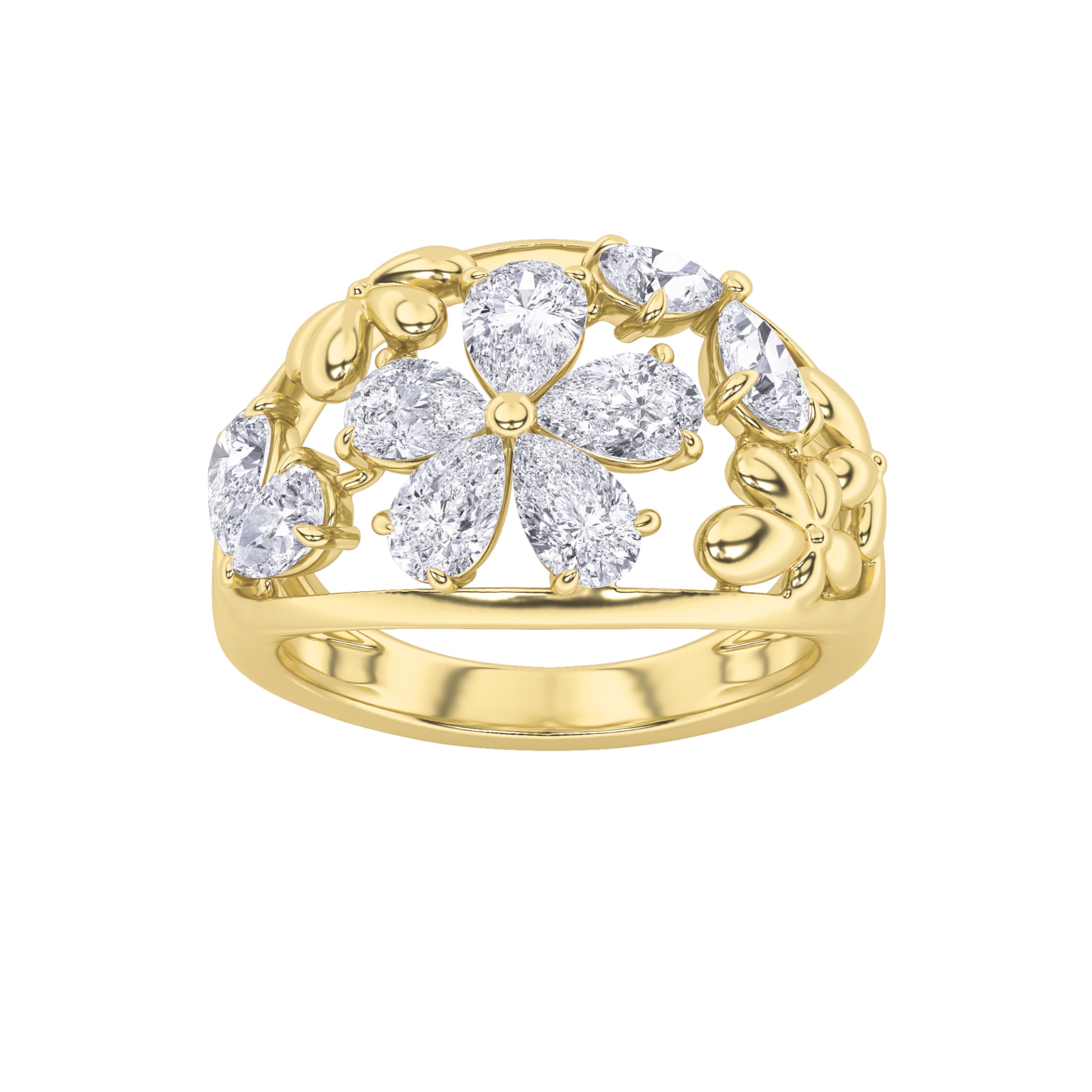 Pear Lab Diamond Fashion Ring — 2.5 ct total weight in 10k yellow gold · product view 1