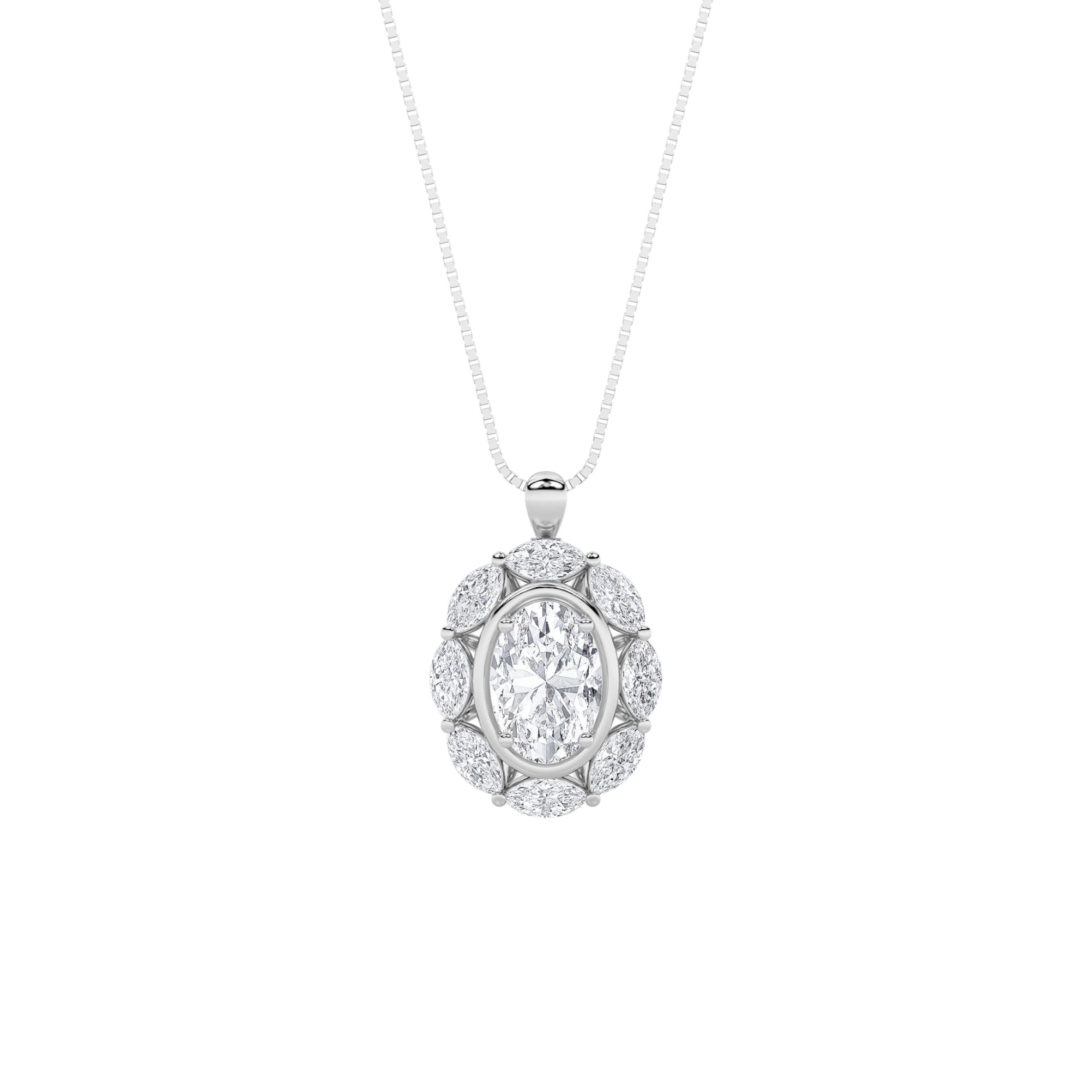 Oval Lab Diamond Prong-Set Ring — 3.75 ct total weight in 14k white gold · product view 1
