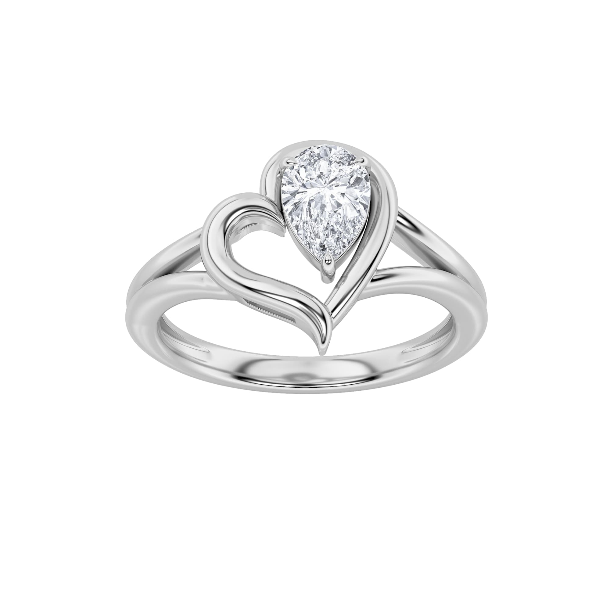 Pear Lab Diamond Heart Ring — 0.5 ct total weight in 14k white gold · product view 1