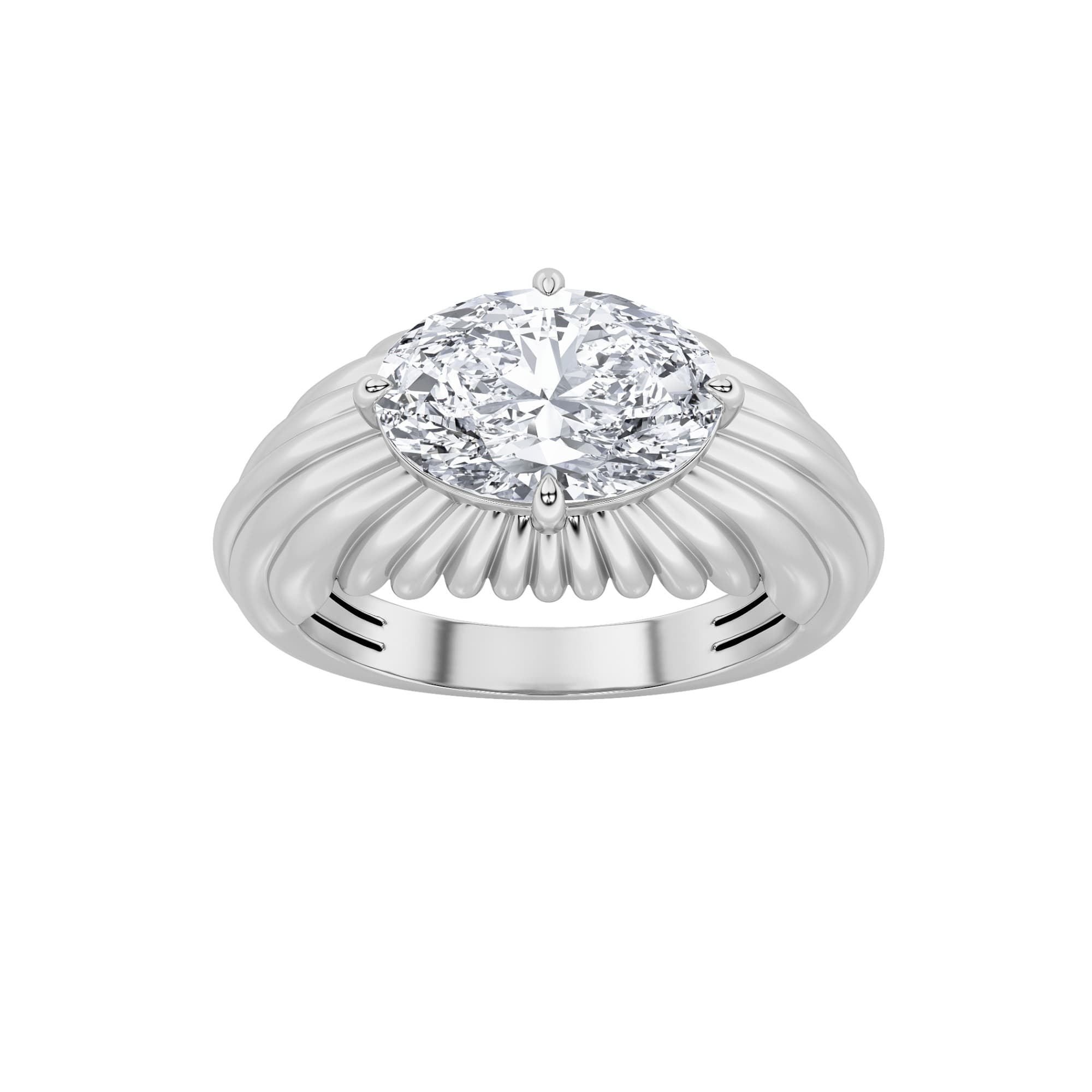 Oval Lab Diamond Fancy Solitaire Ring — 2 ct total weight in 14k white gold · product view 1