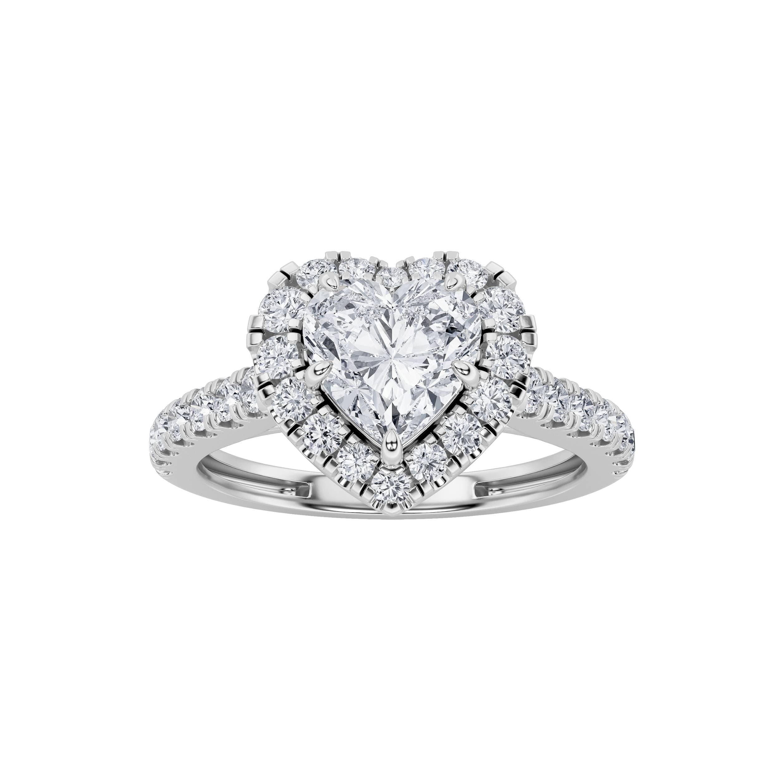 Heart Lab Diamond Heart Ring — 1.5 ct total weight in 14k white gold · product view 1
