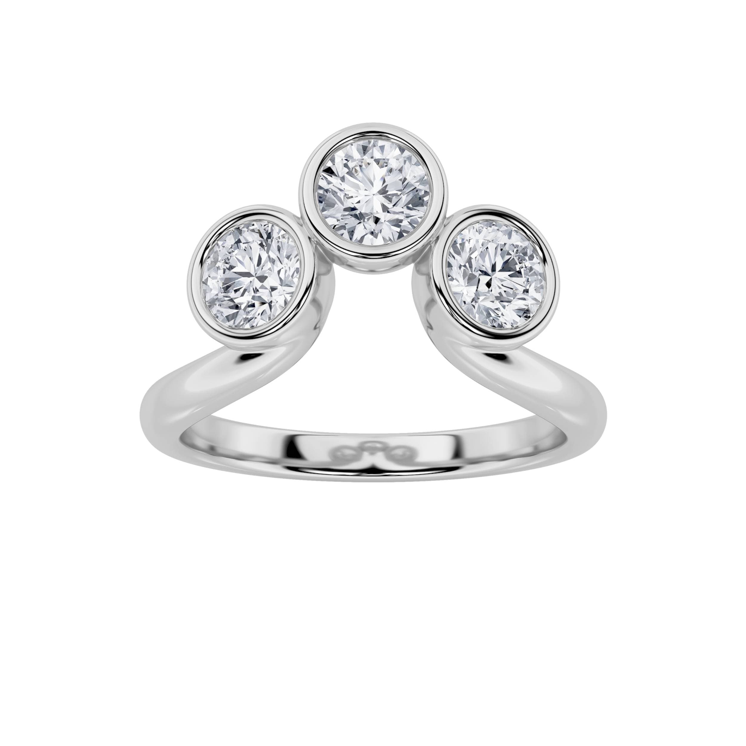 Round Lab Diamond ThreeStone Ring — 1 ct total weight in 14k white gold · product view 1