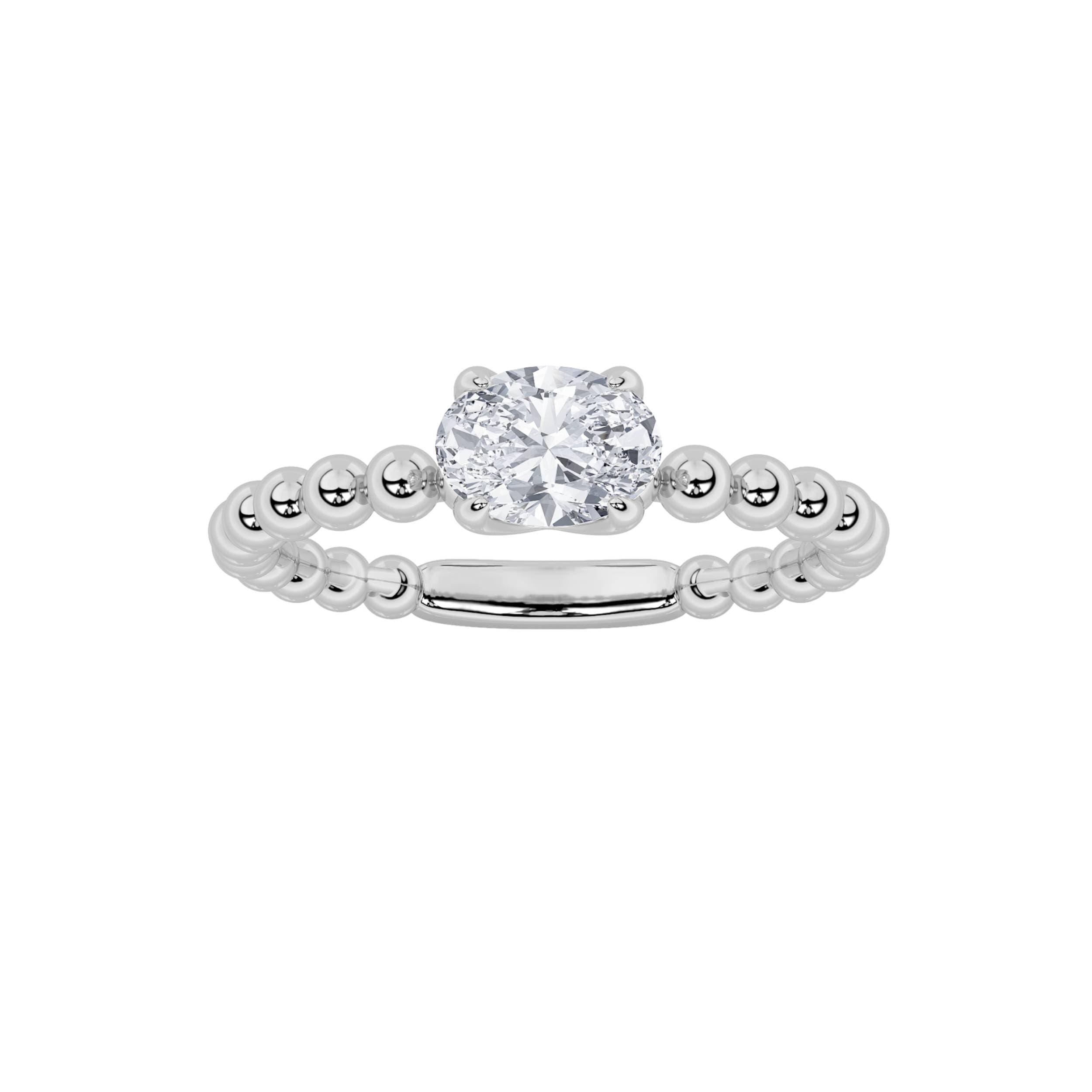 Oval Lab Diamond Petite Solitaire Engagement Ring — 0.5 ct total weight in 14k white gold · product view 1