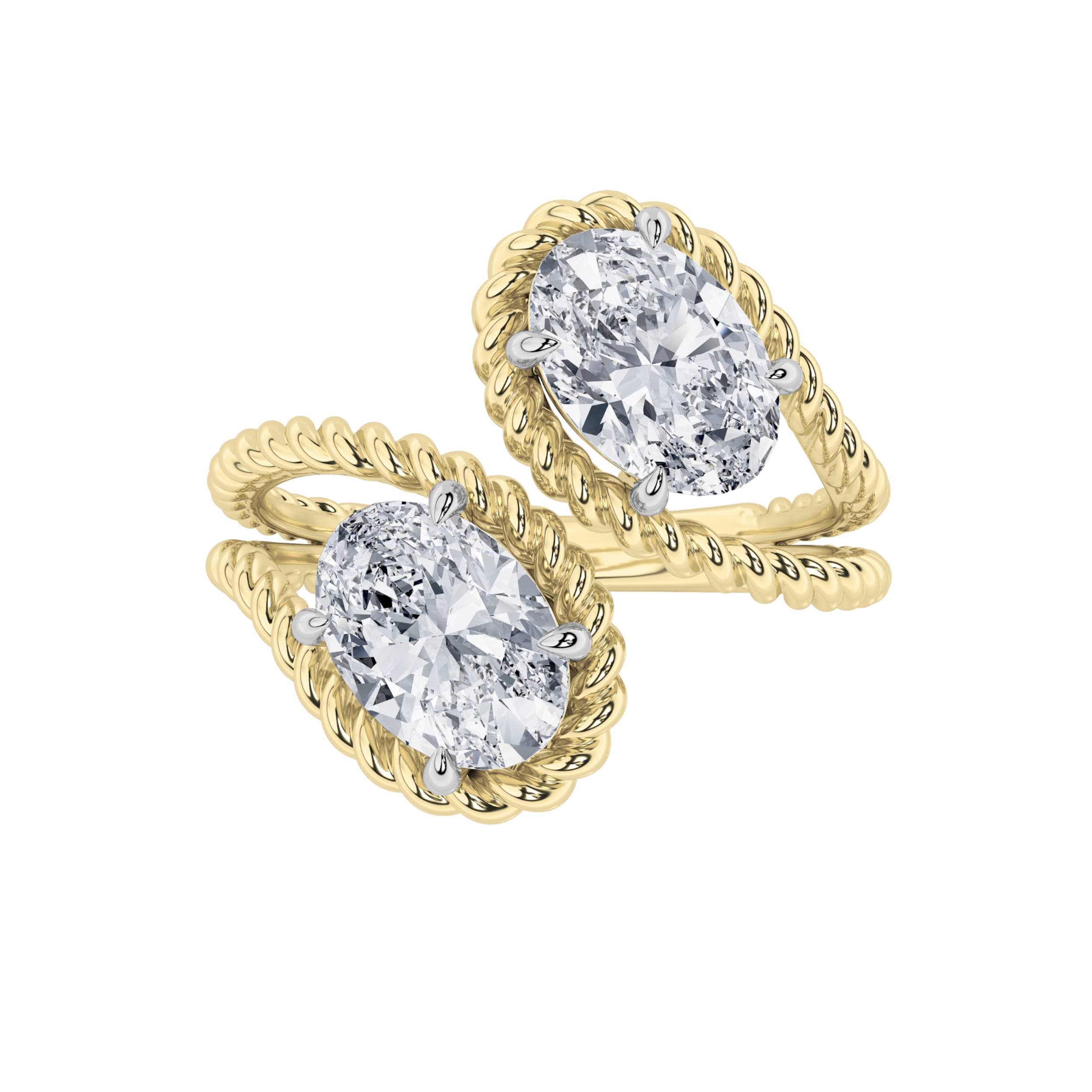 Oval Lab Diamond Toi etMoi Fashion Ring — 2 ct total weight in 14k yellow gold · product view 1