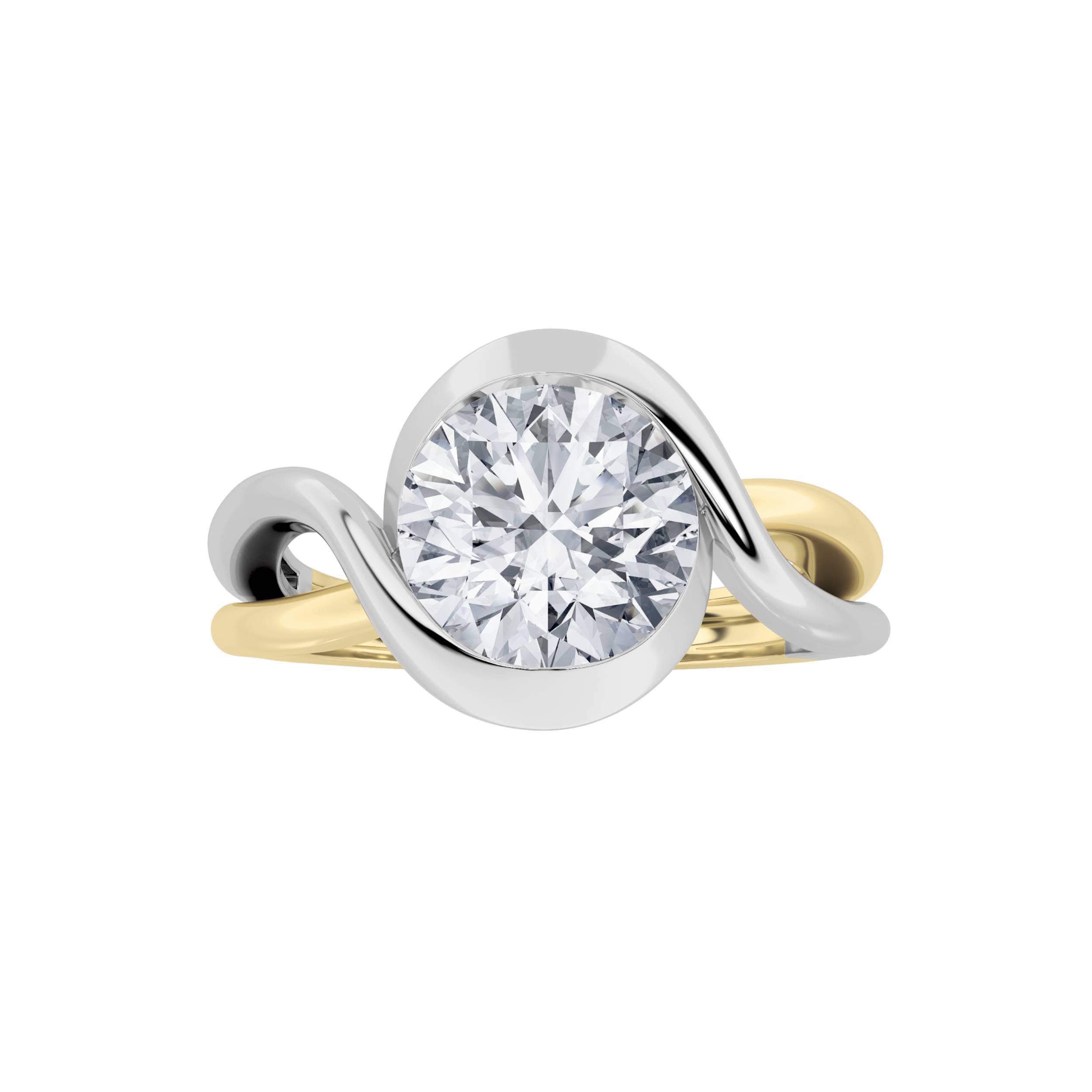 Round Lab Diamond Solitaire Engagement Ring — 2 ct total weight in 14k white gold · product view 1