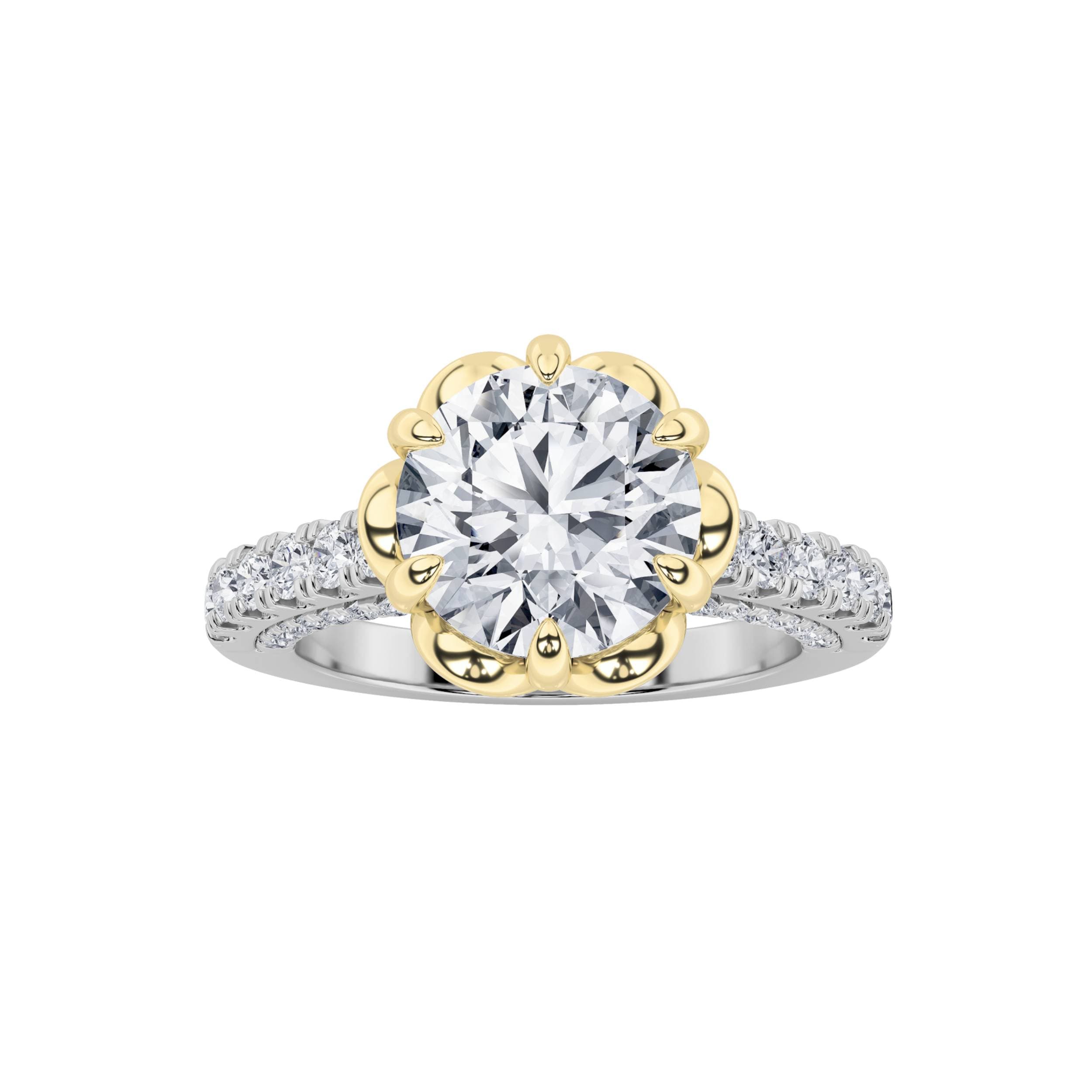 Round Lab Diamond TwoTone Solitaire Engagement Ring — 2.5 ct total weight in 14k white gold · product view 1