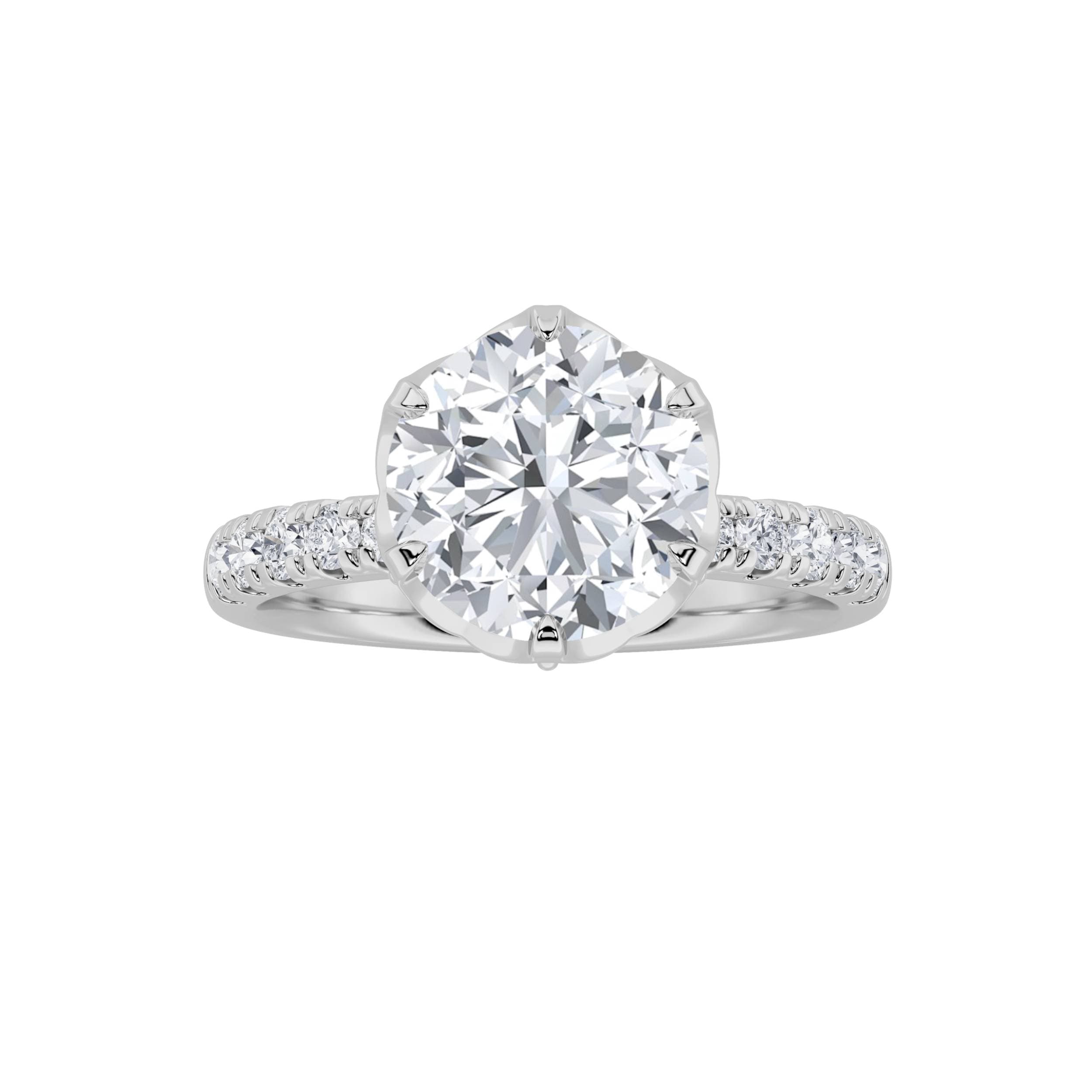 Round Lab Diamond Solitaire Engagement Ring — 2 ct total weight in 14k white gold · product view 1