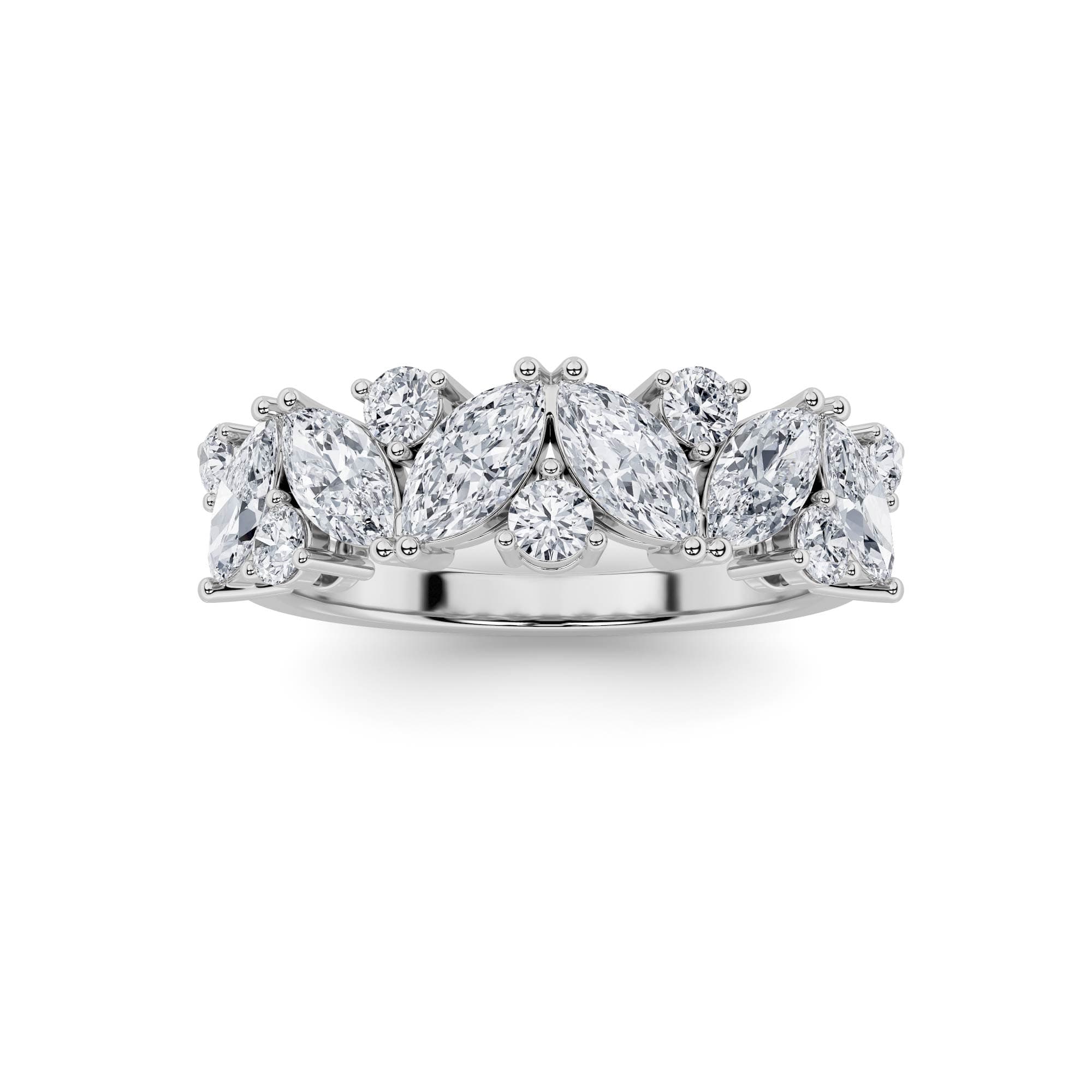 Marquise Lab Diamond Prong-Set Ring — 1.5 ct total weight in 14k white gold · product view 1