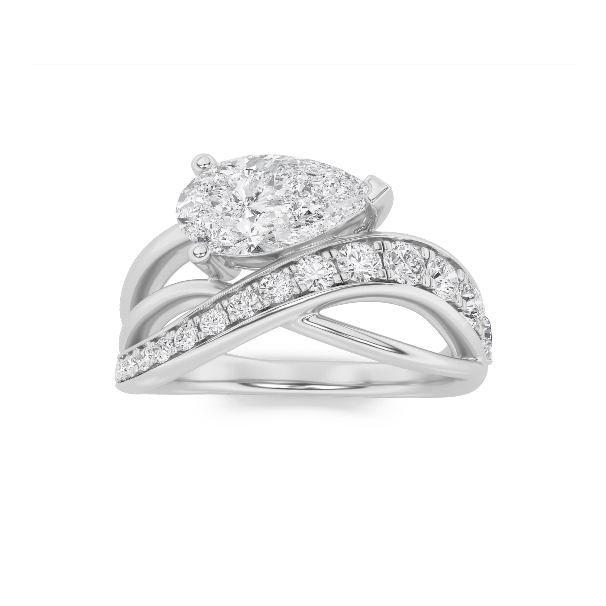 Pear Lab Diamond Prong-Set Ring — 2 ct total weight in 14k white gold · product view 1