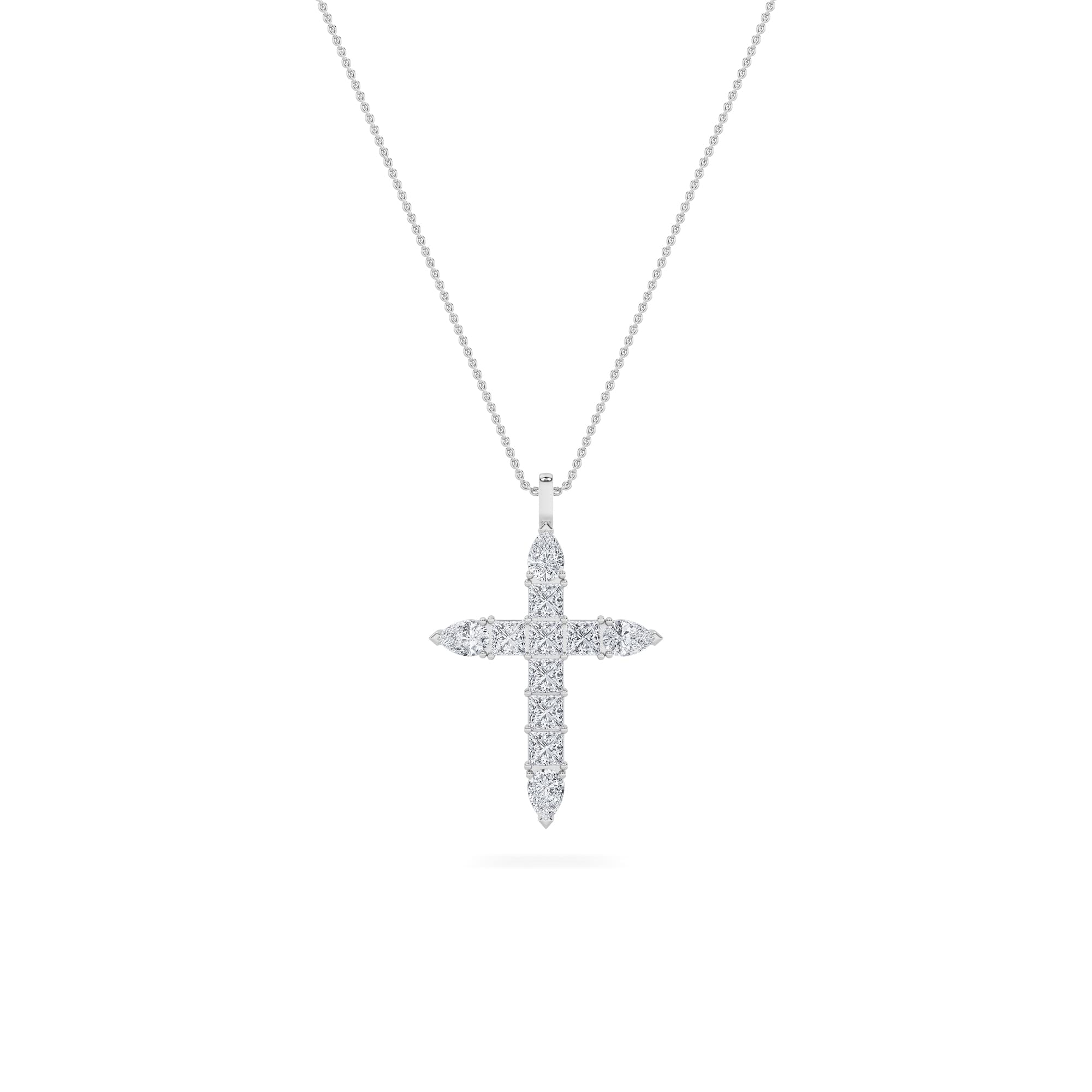 Pear Lab Diamond Cross Pendant — 3.5 ct total weight in 14k white gold · product view 1