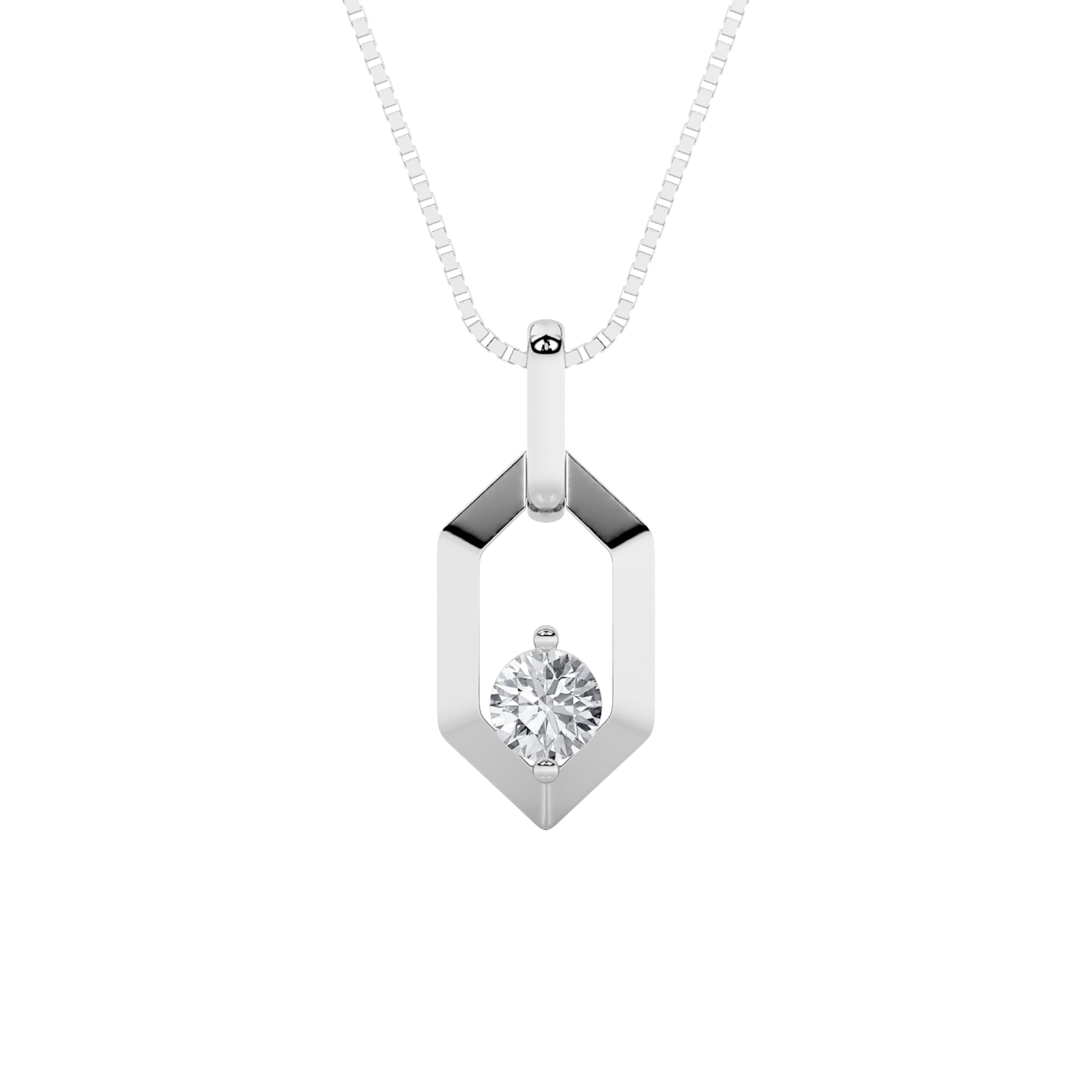 Round Lab Diamond Fancy Pendant — 0.25 ct total weight in 14k white gold · product view 1