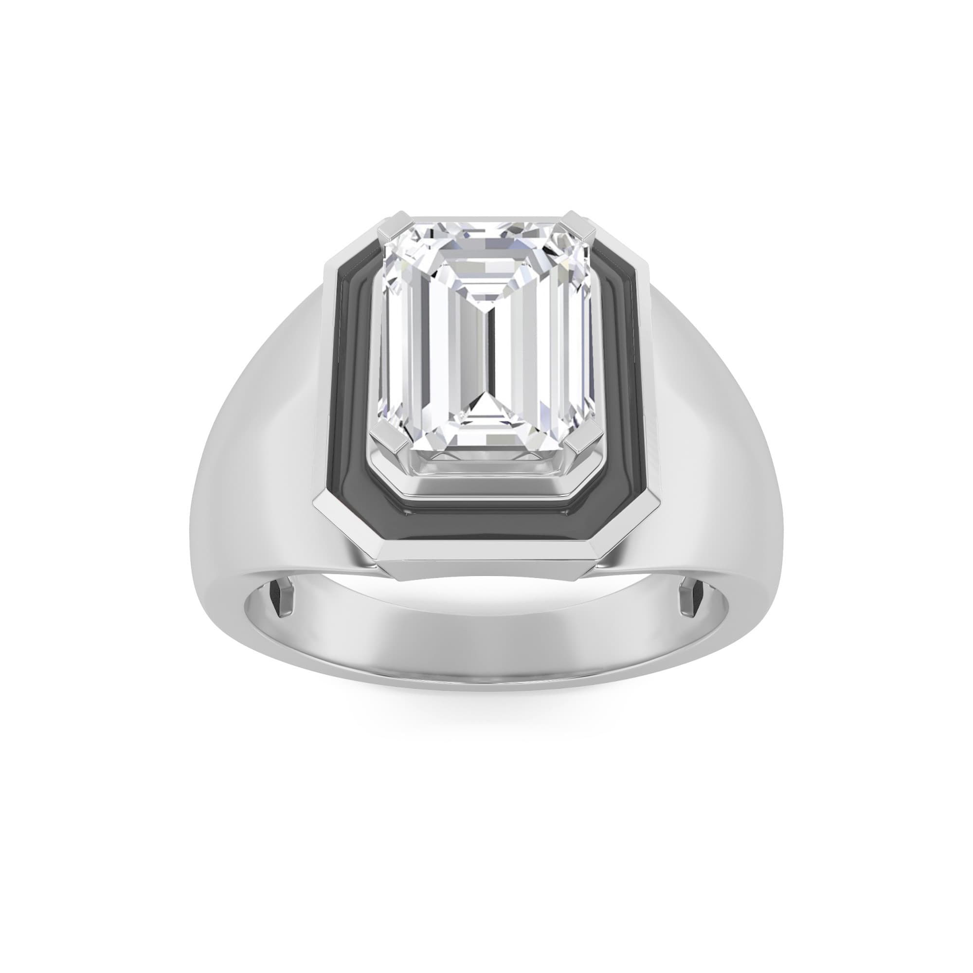 Emerald Lab Diamond Men’s Ring — 3 ct total weight in 14k white gold · product view 1