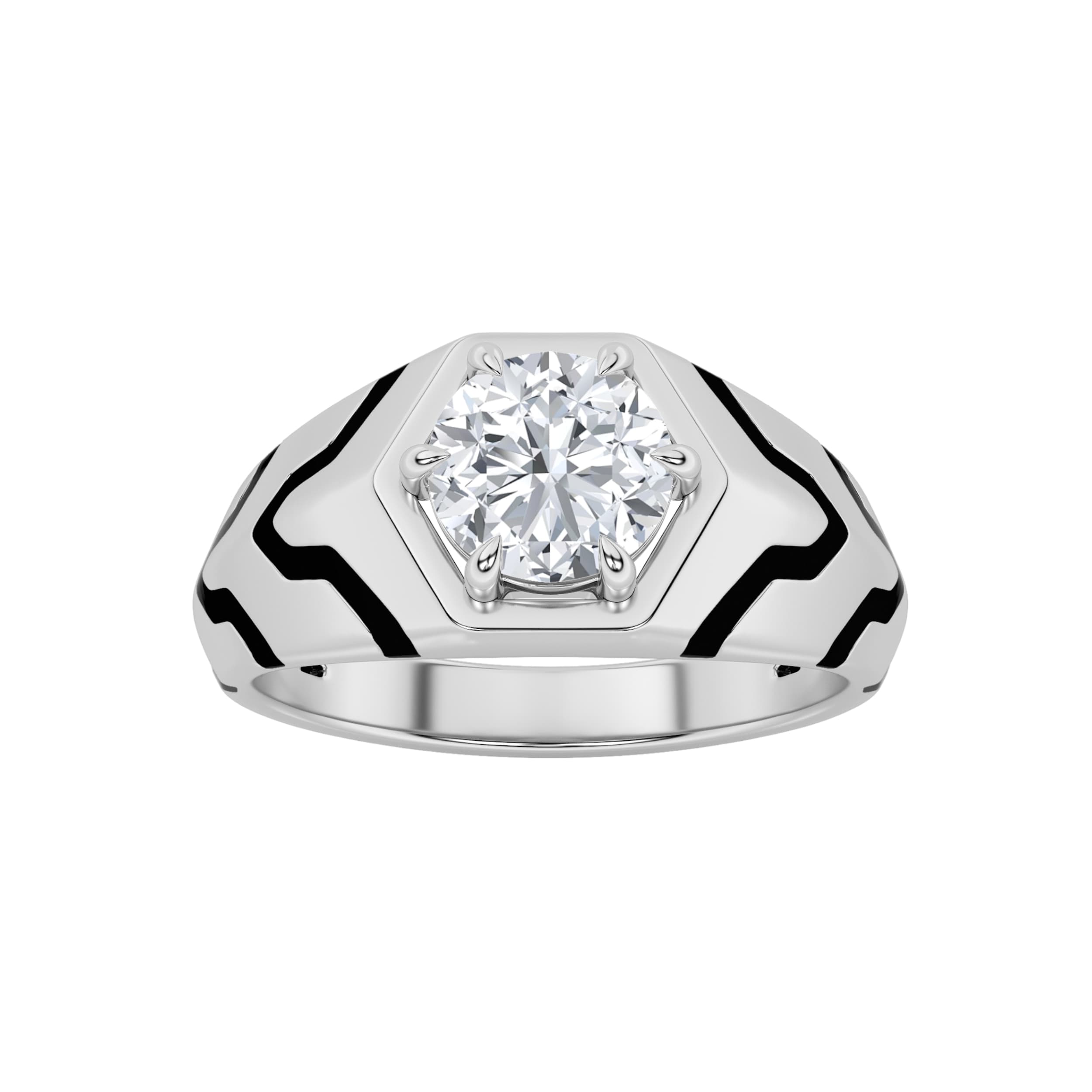 Round Lab Diamond Men’s Ring — 1.5 ct total weight in 14k white gold · product view 1