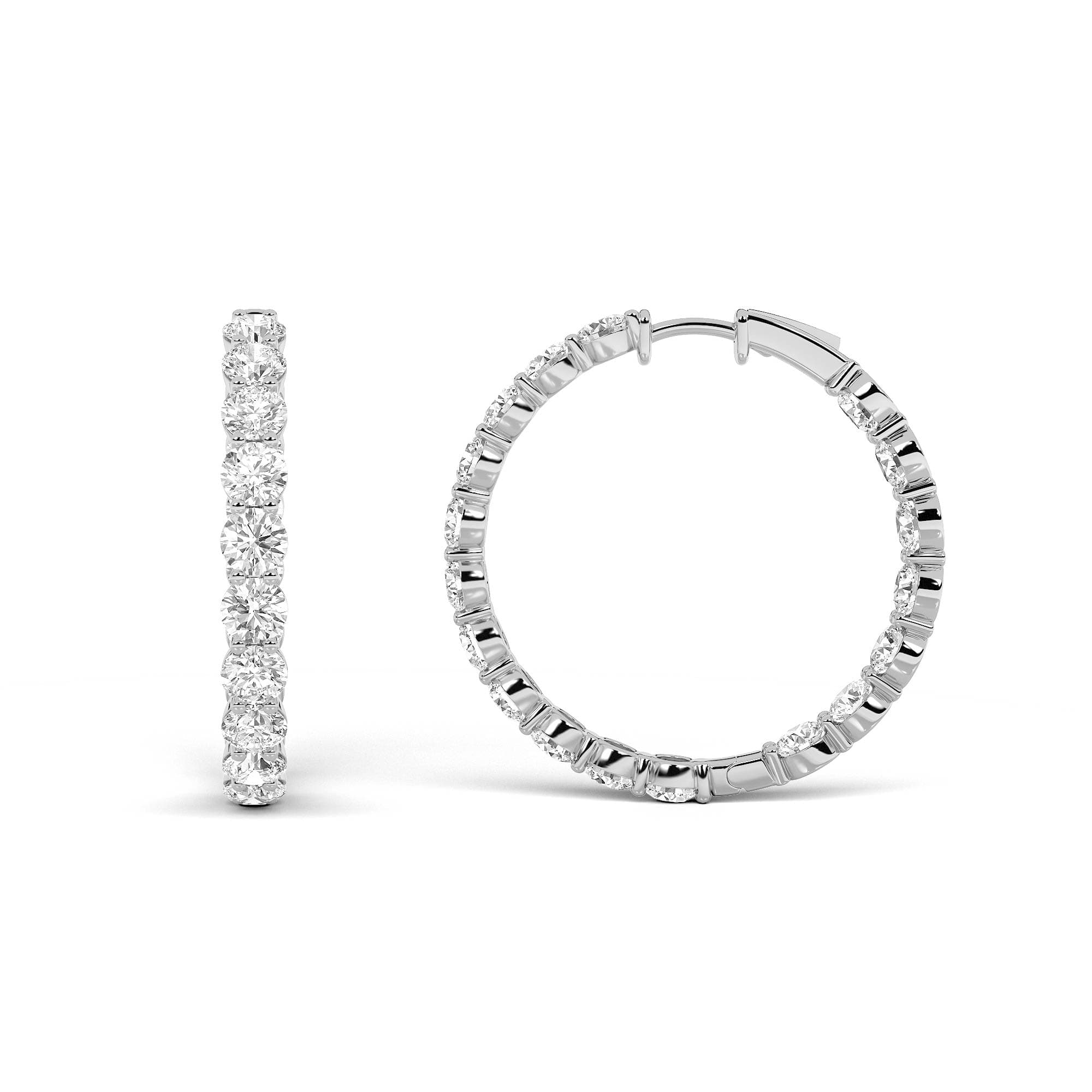 Round Lab Diamond Inside Out Hoop Earrings — 10 ct total weight in 14k white gold · product view 27