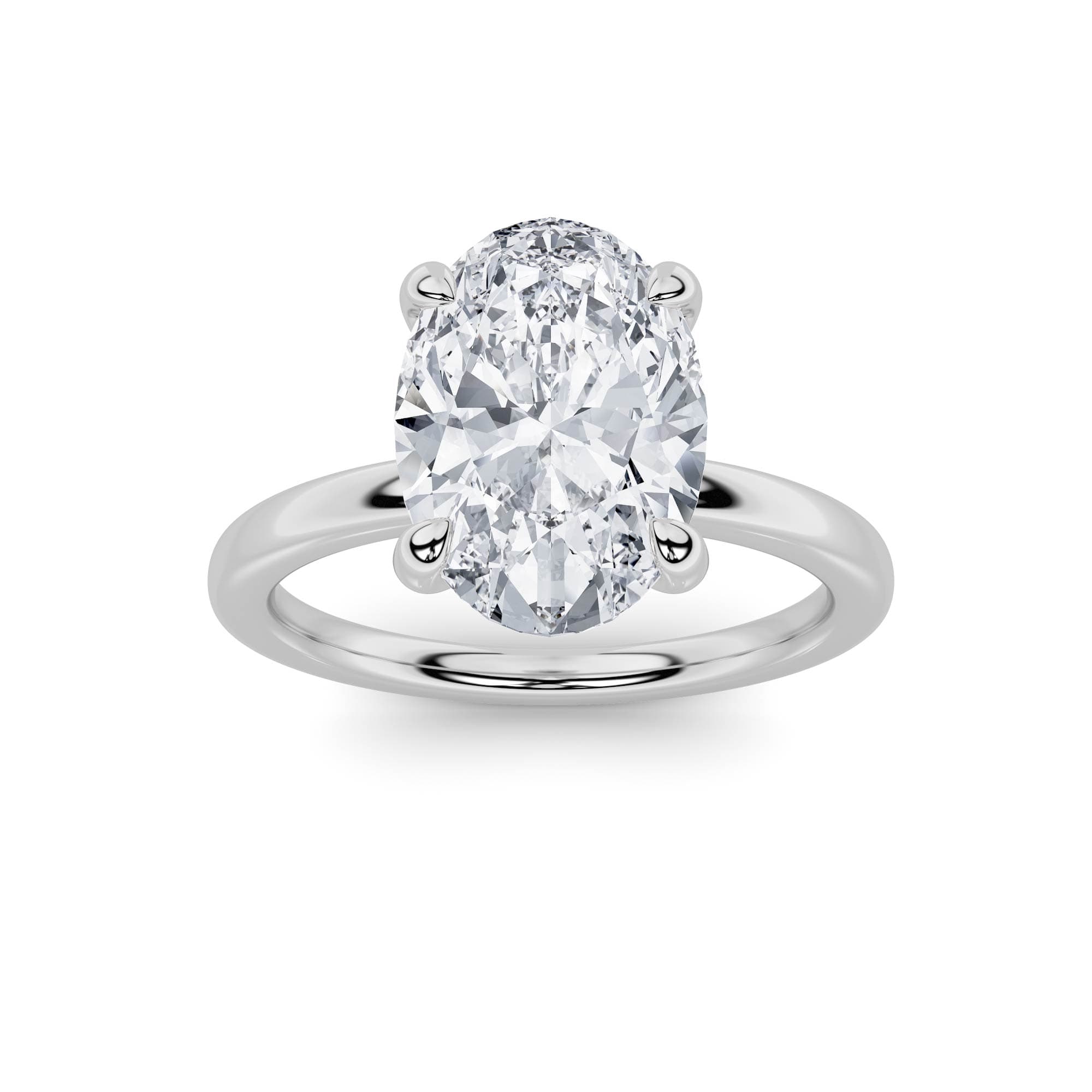 Oval Lab Diamond Classic Solitaire Ring — 1 ct total weight in 14k white gold · product view 1