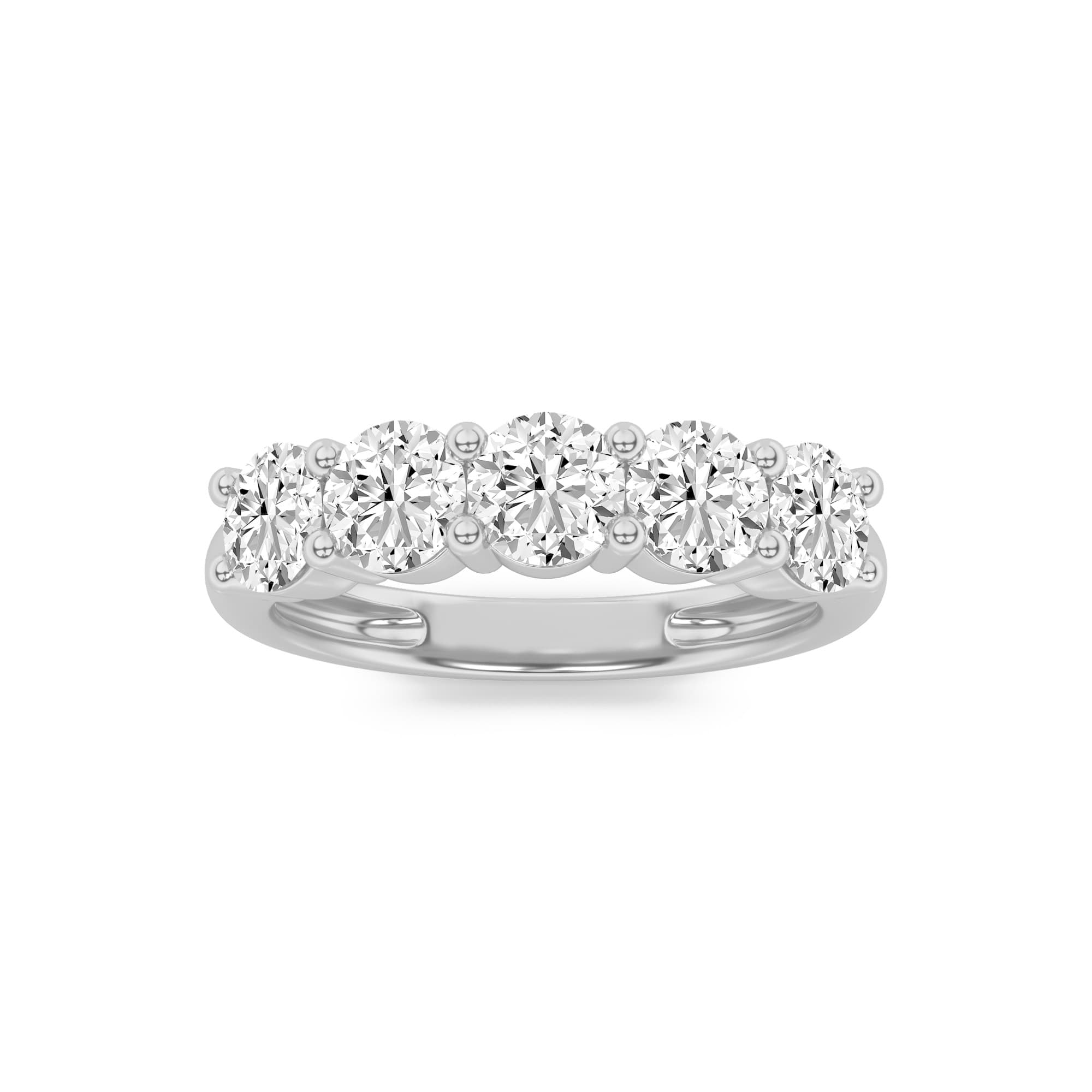 Round Lab Diamond Five Stone Band Ring — 1 ct total weight in 14k white gold · product view 1