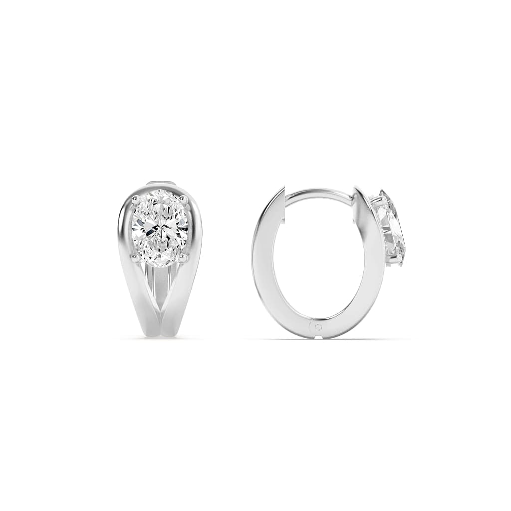 Oval Lab Diamond Fashion Earrings — 1.5 ct total weight in 14k white gold · product view 1