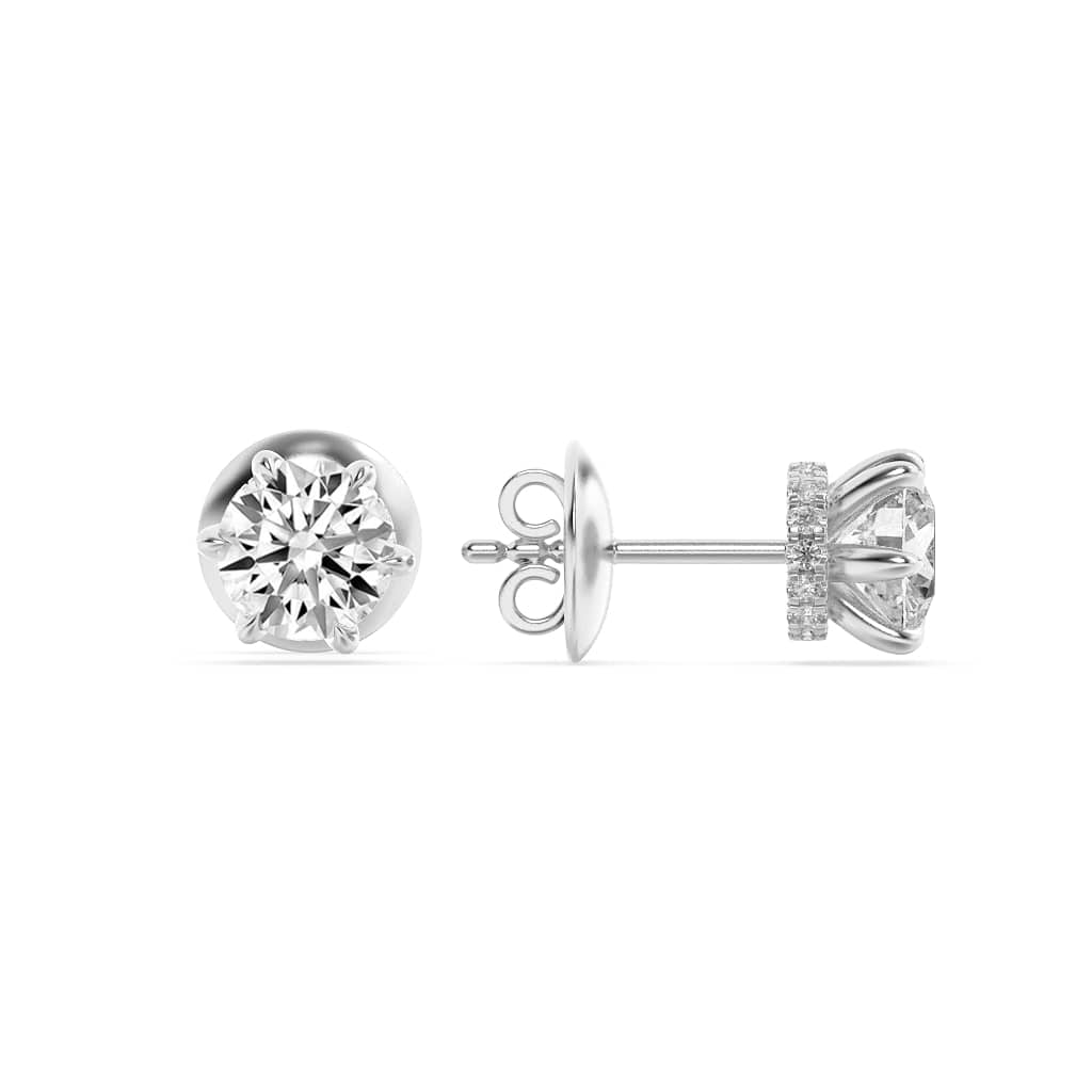 Round Lab Diamond Hidden Halo Stud Earrings — 3 ct total weight in 14k white gold · product view 1