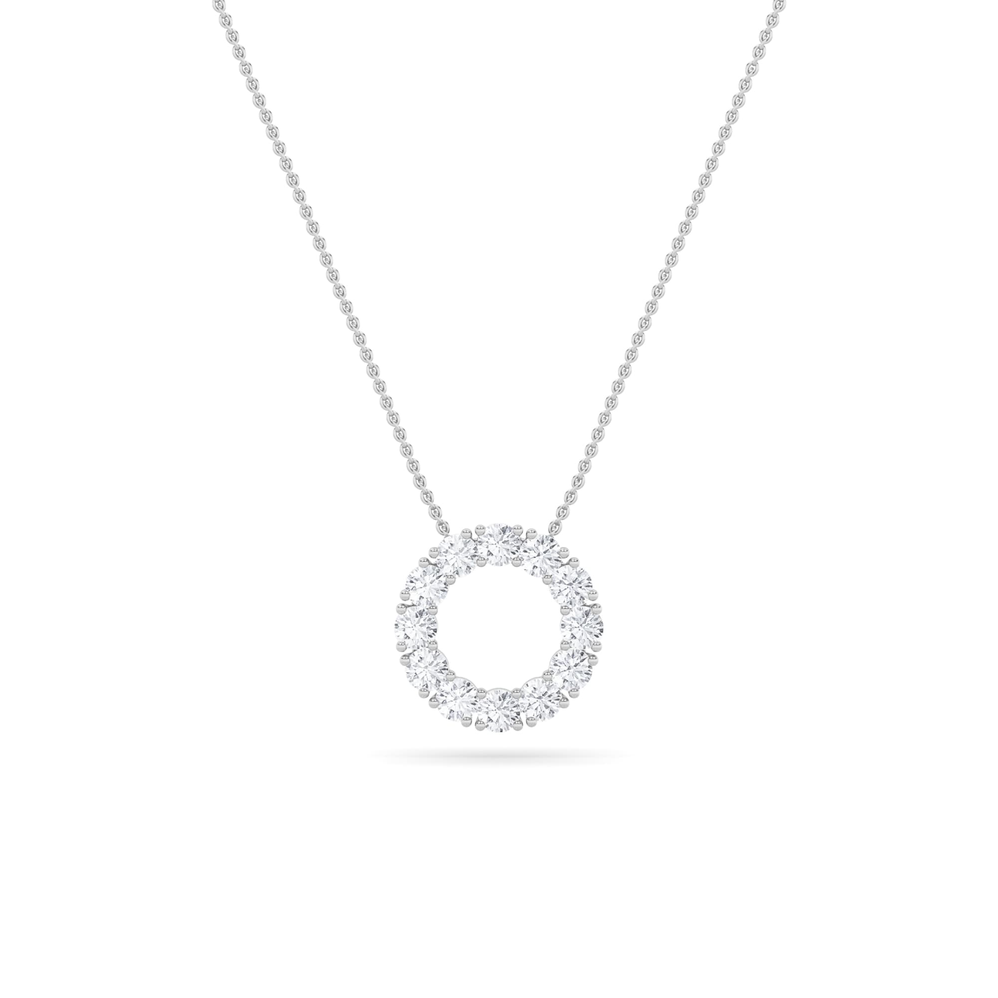 Round Lab Diamond Circle Pendant — 2 ct total weight in 14k white gold · product view 1