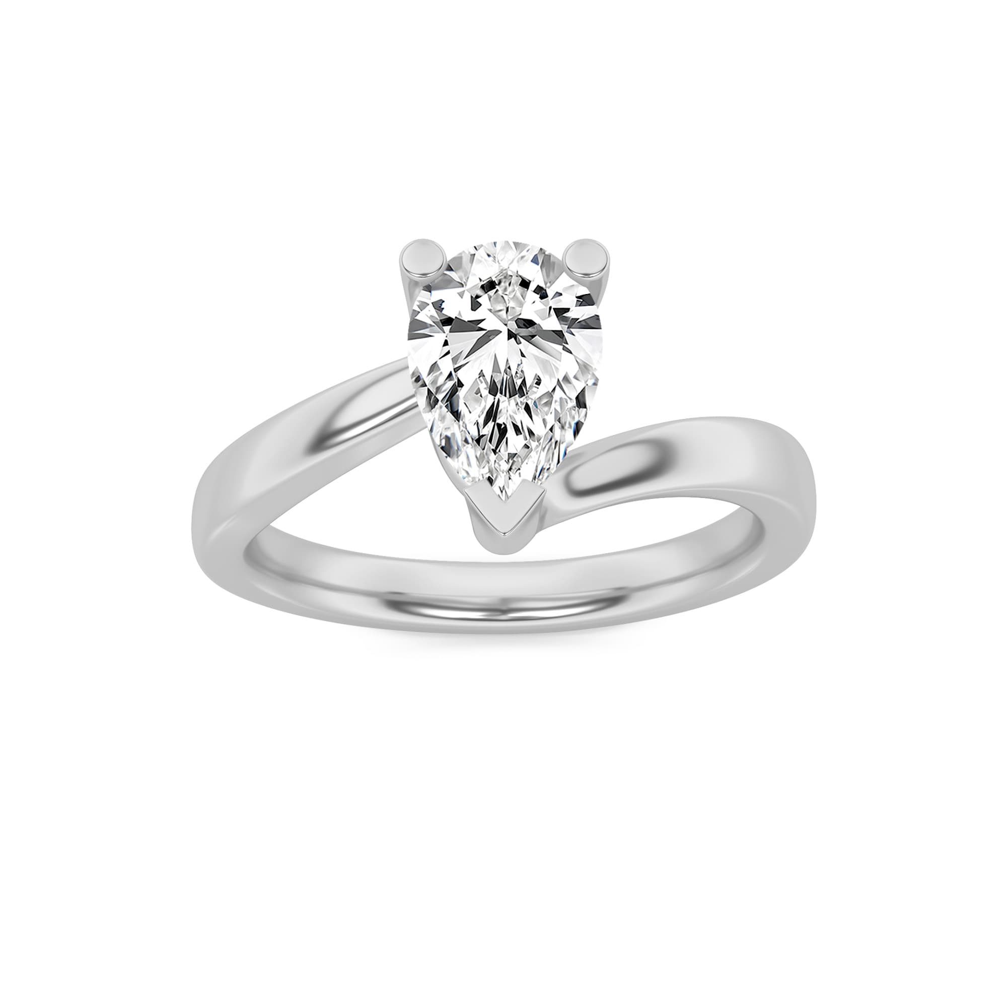 Pear Lab Diamond BypassShank Engagement Ring — 1 ct total weight in 14k white gold · product view 1