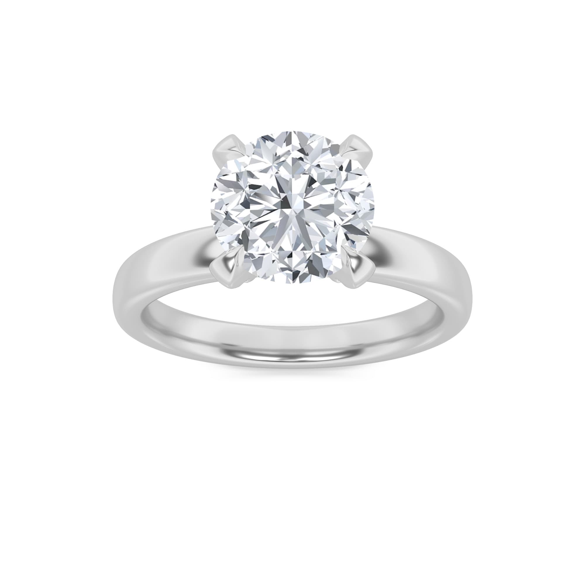 Round Lab Diamond Hidden Halo Petite Shank Ring — 2 ct total weight in 14k white gold · product view 1