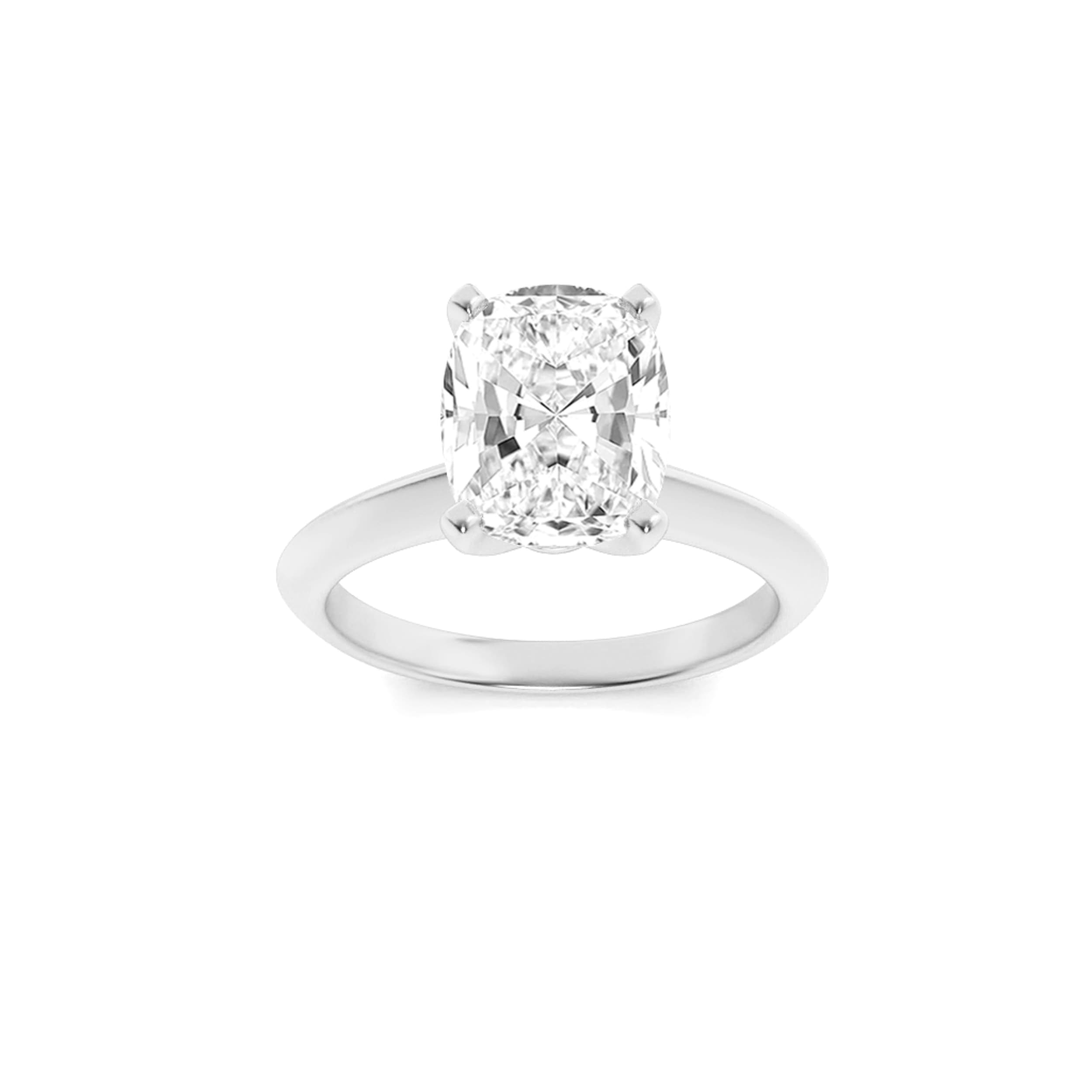 Elongated Cushion Lab Diamond Knife Edge Shank Solitaire Engagement Ring — 1 ct total weight in 14k white gold · product view 5
