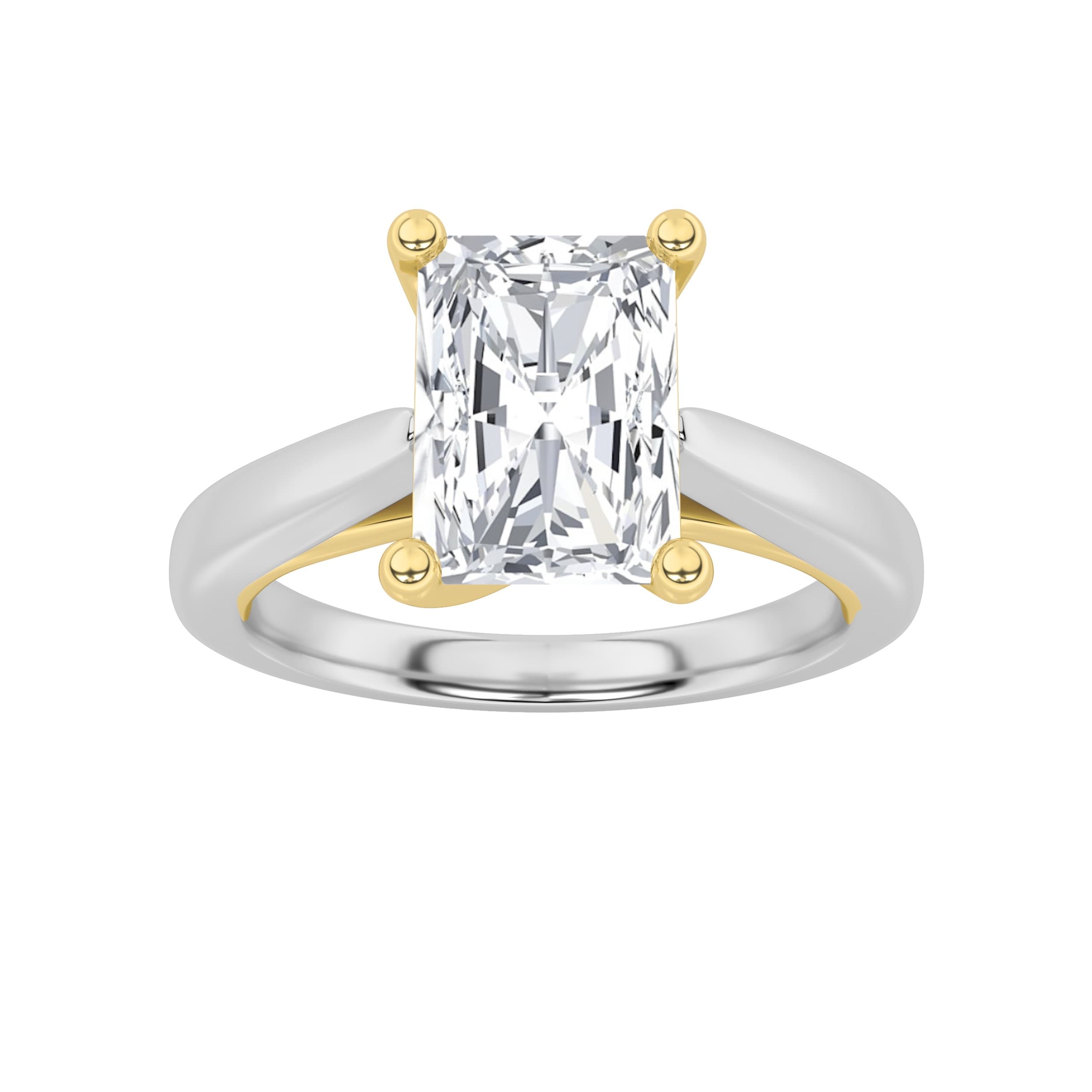 Radiant Lab Diamond TwoTone Cathedral Shank Engagement Ring — 1 ct total weight in 14k white gold · product view 1