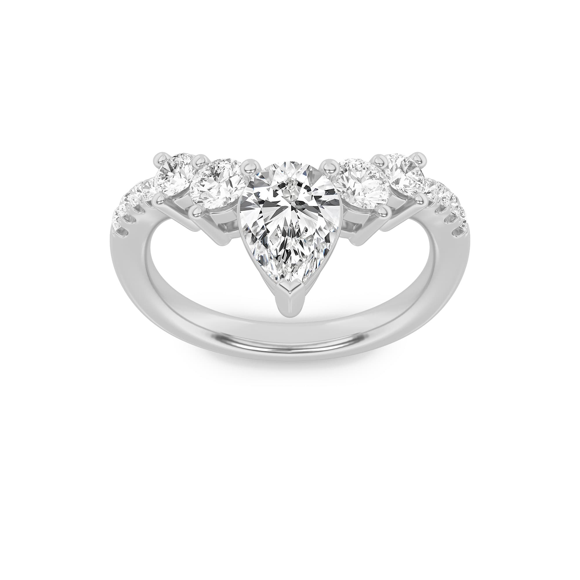 Pear Lab Diamond Fancy Contour Ring — 1.5 ct total weight in 14k white gold · product view 1