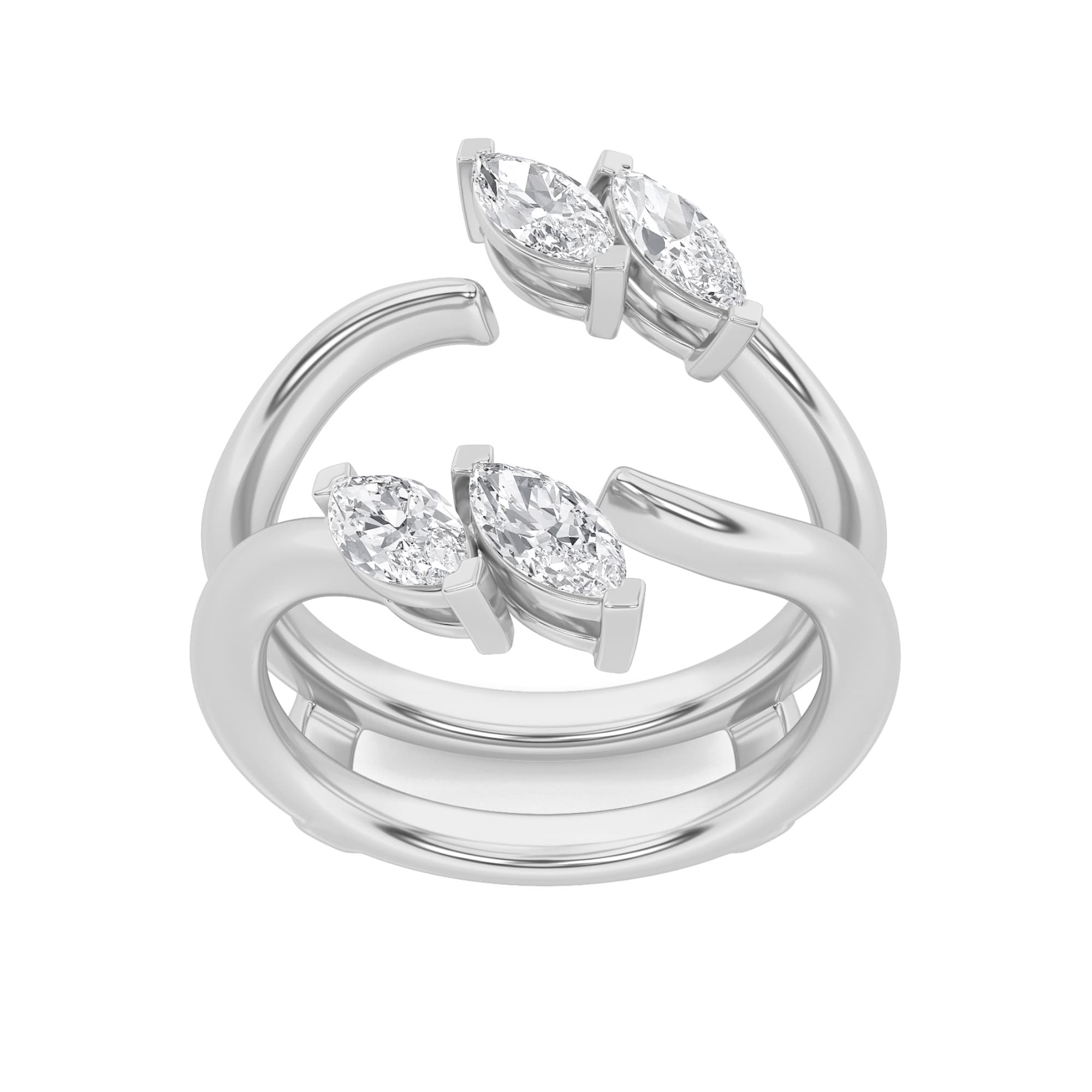 Marquise Lab Diamond Insert Jacket Ring — 1 ct total weight in 14k white gold · product view 1