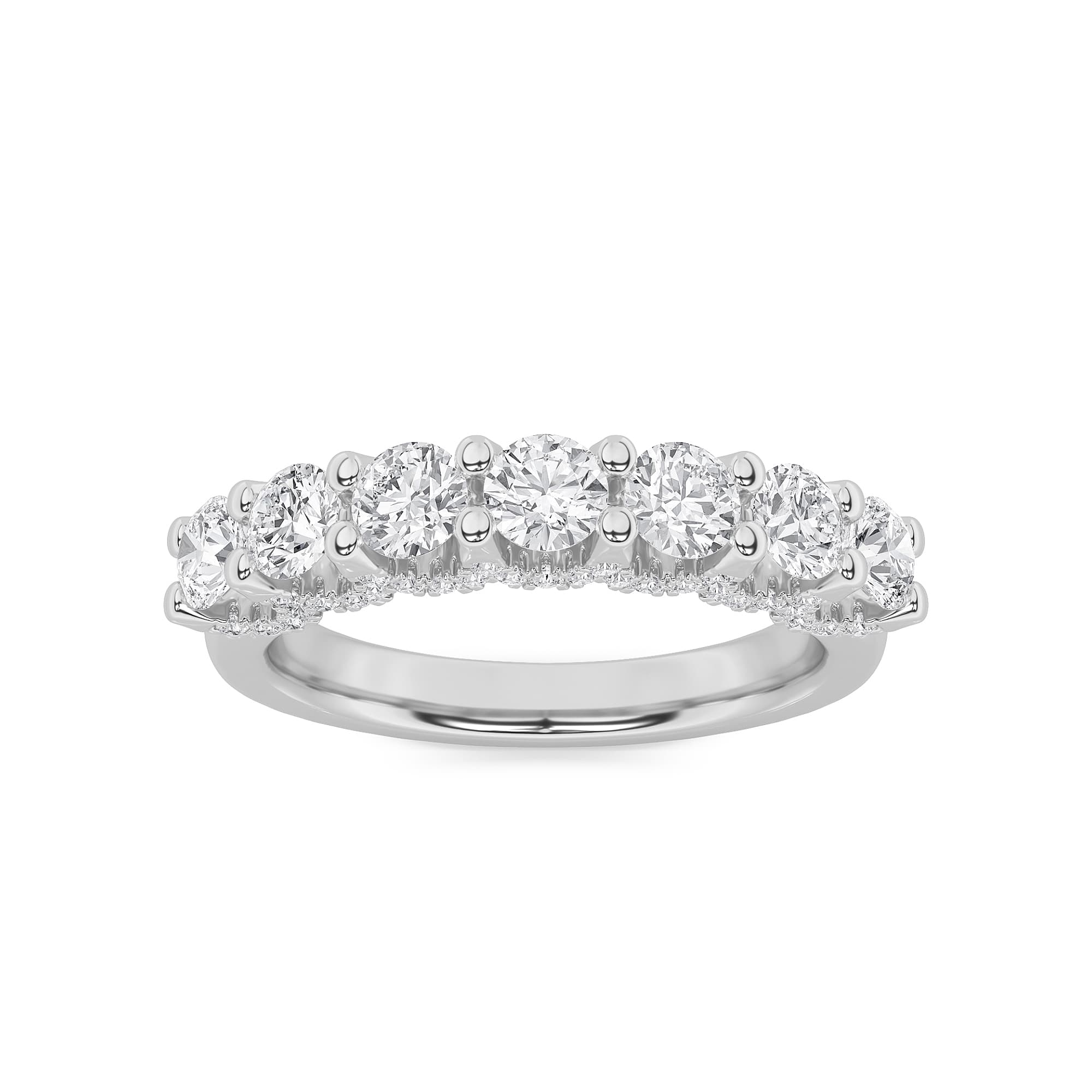Round Lab Diamond Accented Double Halo Set of Band & Ring — 1 ct total weight in 14k white gold · product view 1