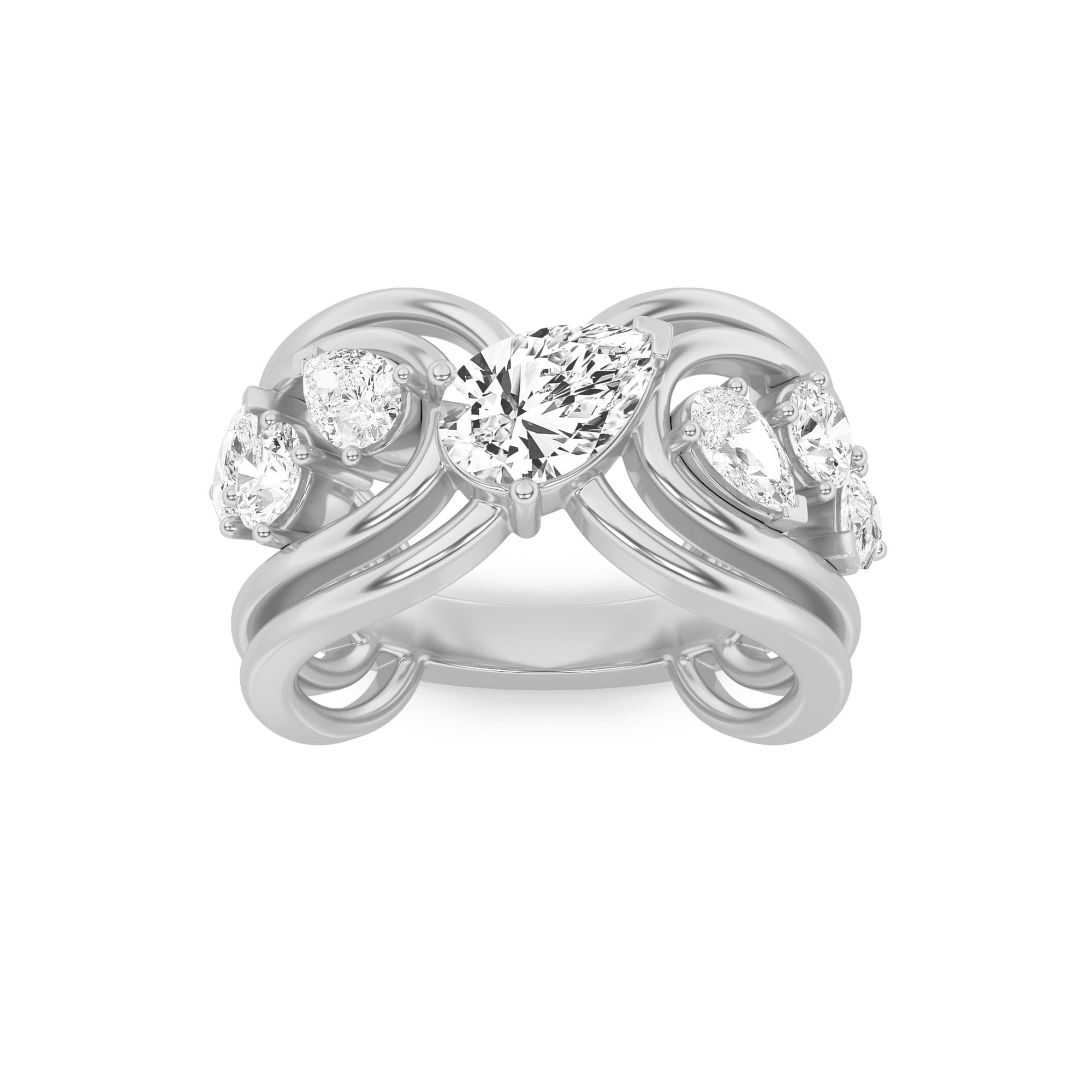 Pear Lab Diamond Seven Stone Fashion Ring — 2 ct total weight in 14k white gold · product view 1