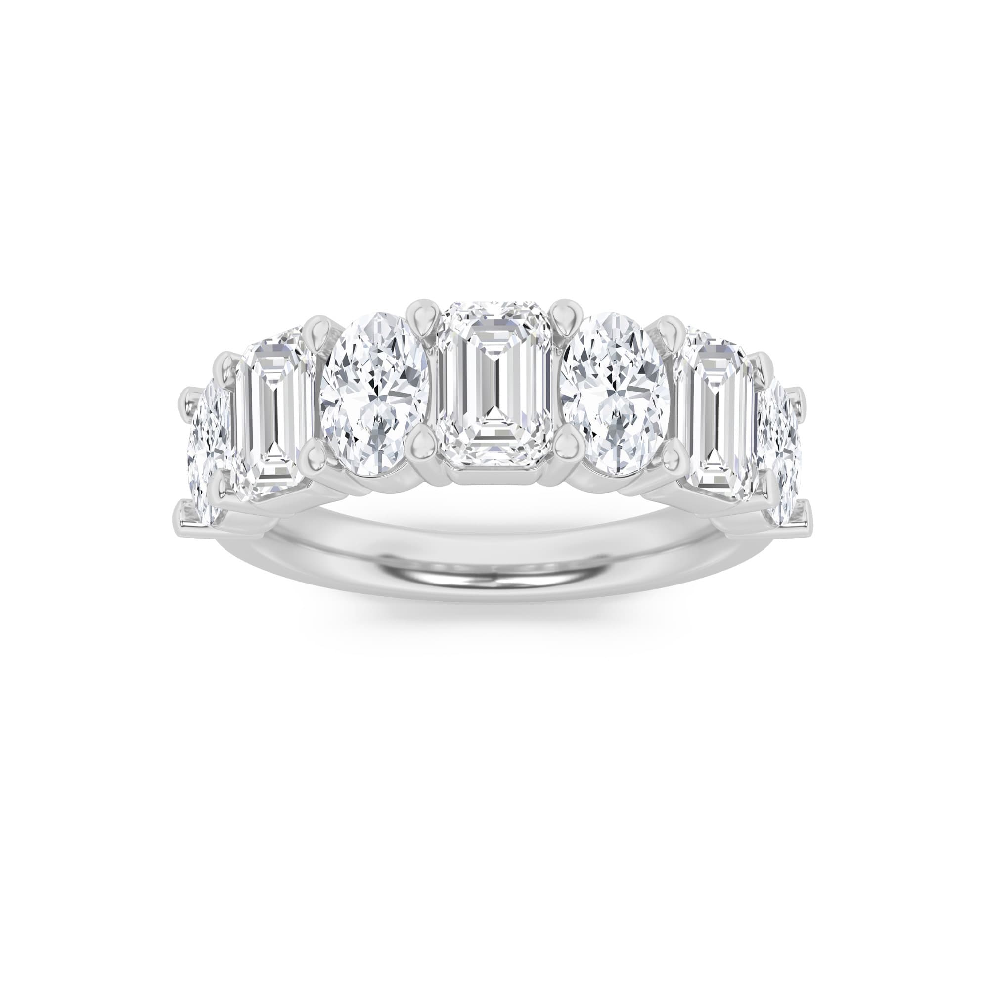 Emerald Lab Diamond Seven Stone Band Ring — 3 ct total weight in 14k white gold · product view 1