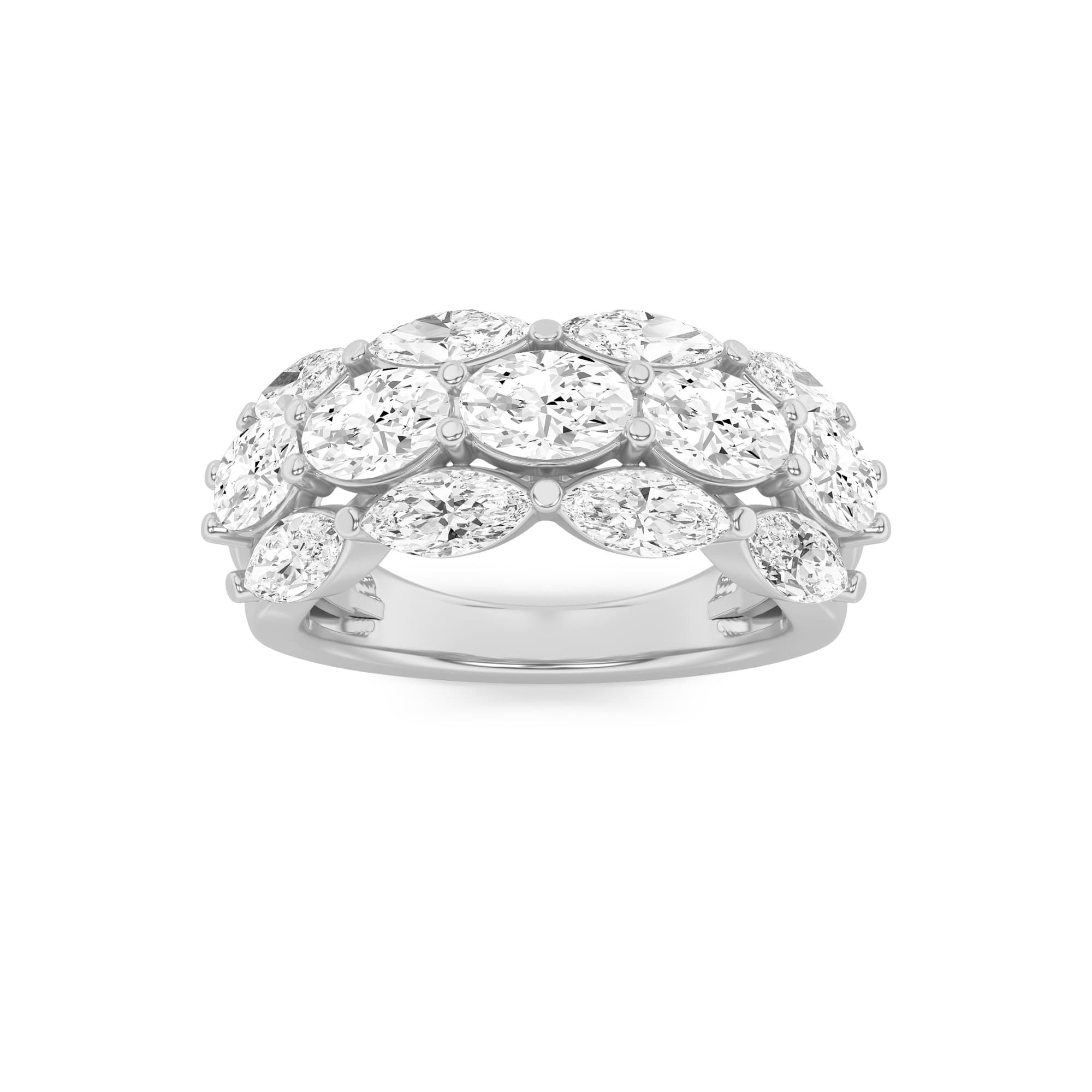 Oval Lab Diamond Multi Stone Band Ring — 3 ct total weight in 14k white gold · product view 1