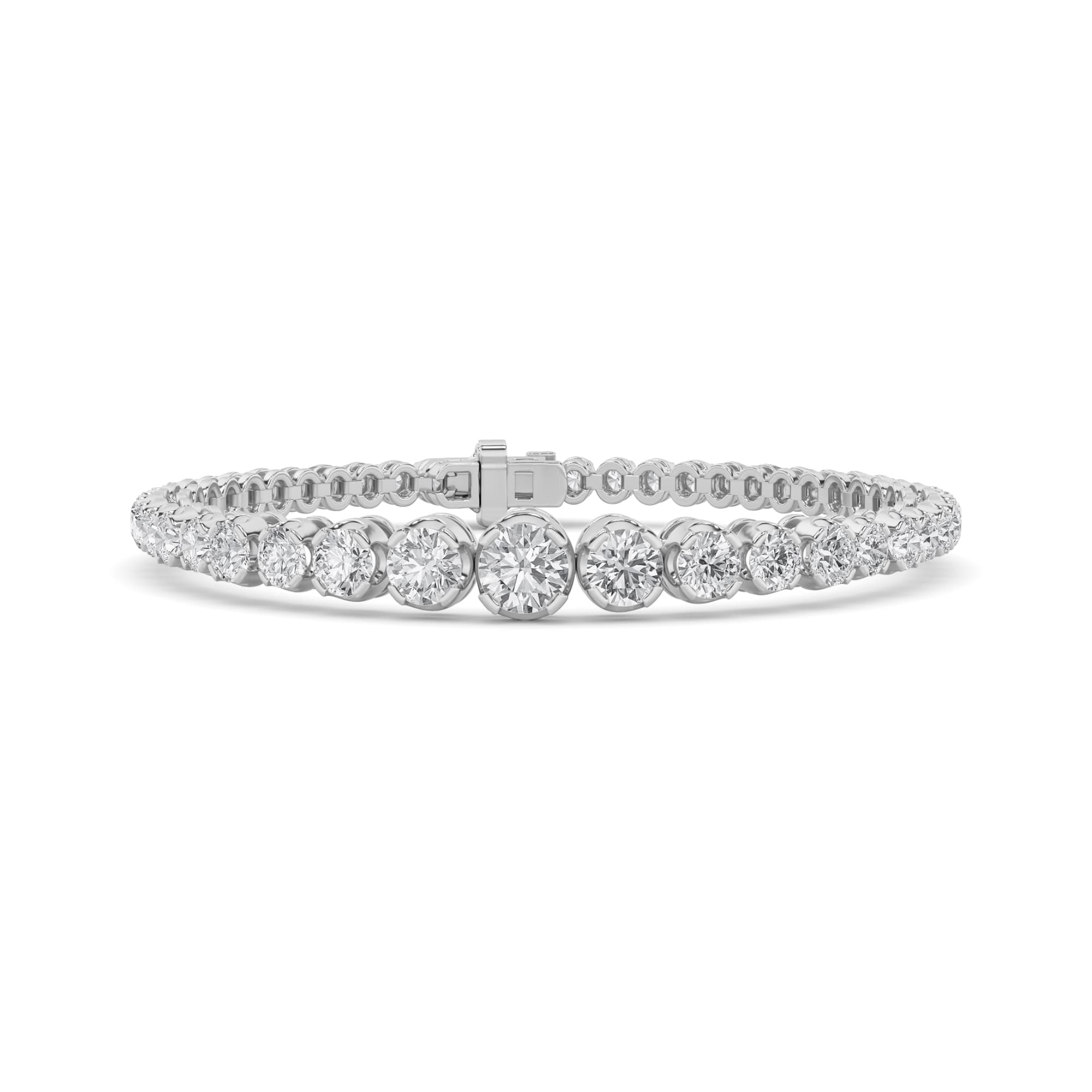 Round Lab Diamond Graduating Tennis Bracelet — 5 ct total weight in 14k white gold · product view 1
