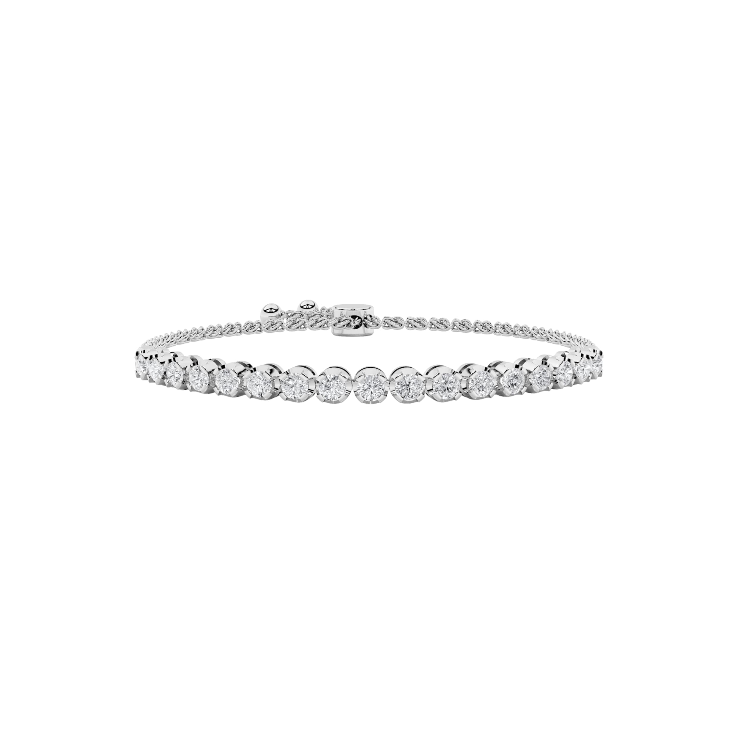 Round Lab Diamond Bolo Bracelet — 1 ct total weight in 14k white gold · product view 1