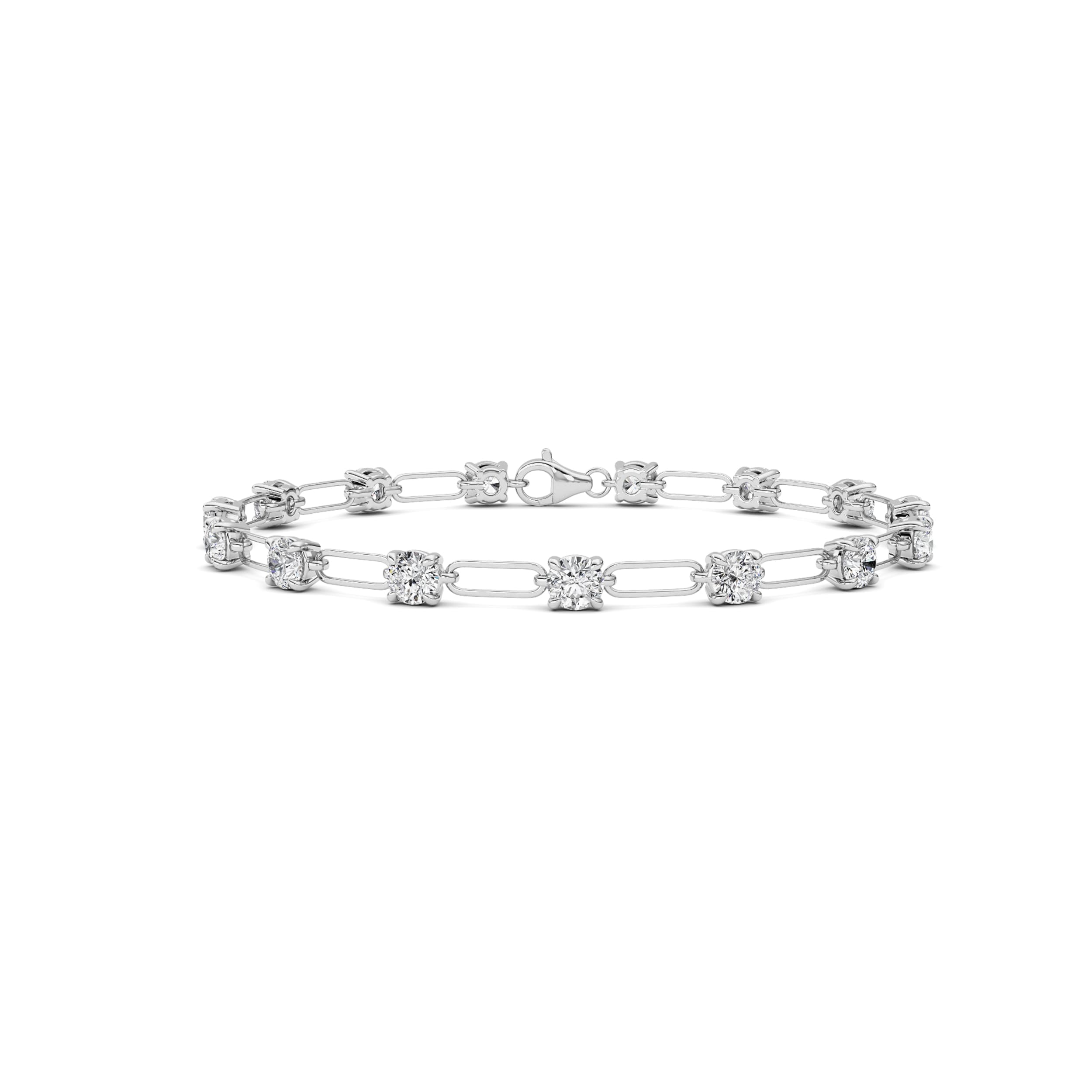 Round Lab Diamond Station Bracelet — 3 ct total weight in 14k white gold · product view 1