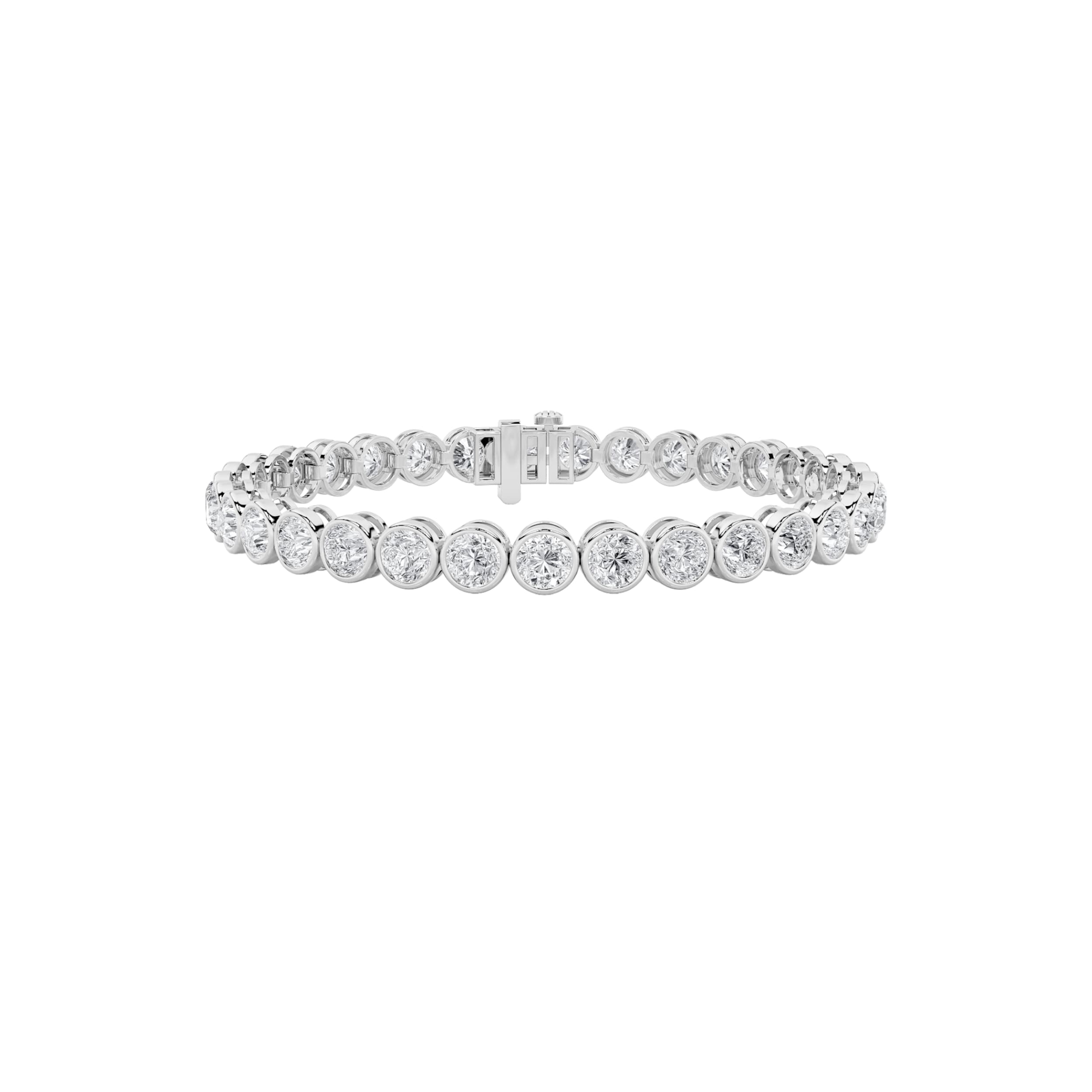Round Lab Diamond Bezel Set Bracelet — 10 ct total weight in 14k white gold · product view 9