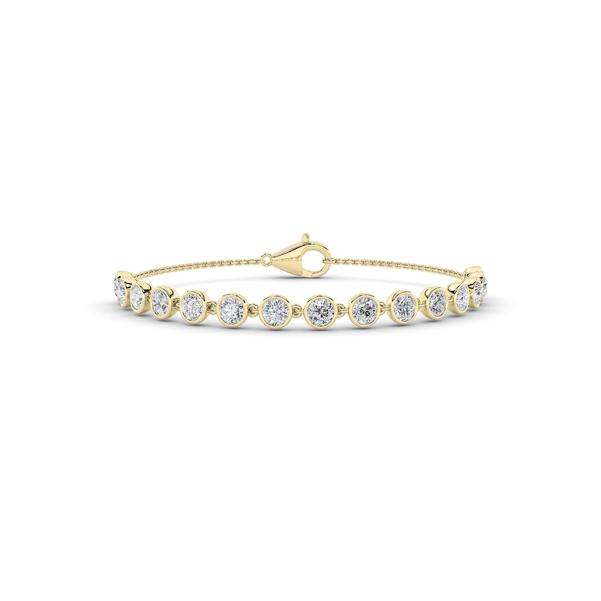 Round Lab Diamond BezelSet Bracelet — 3 ct total weight in 14k yellow gold · product view 1