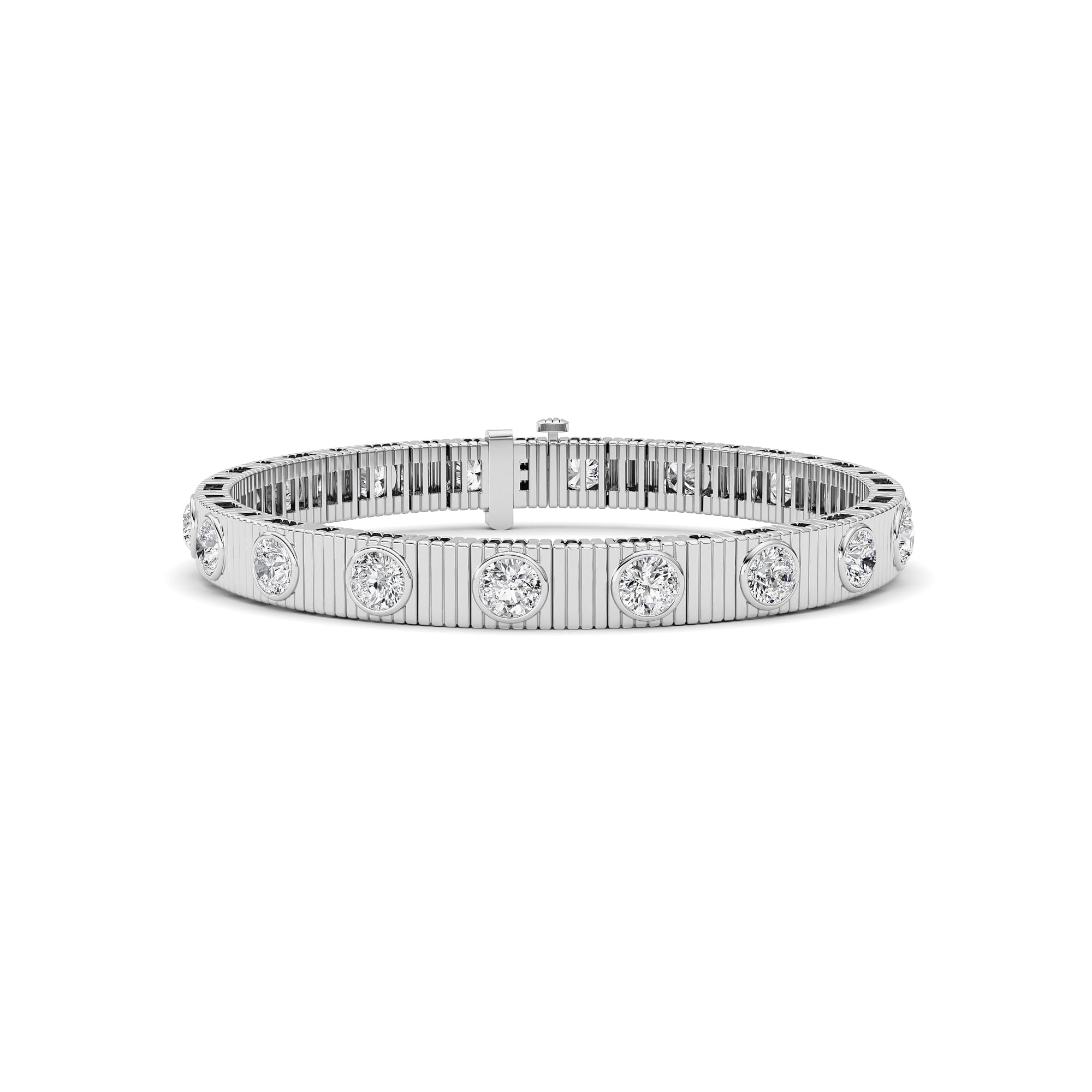 Round Lab Diamond Bangle Bracelet — 7 ct total weight in 14k white gold · product view 1