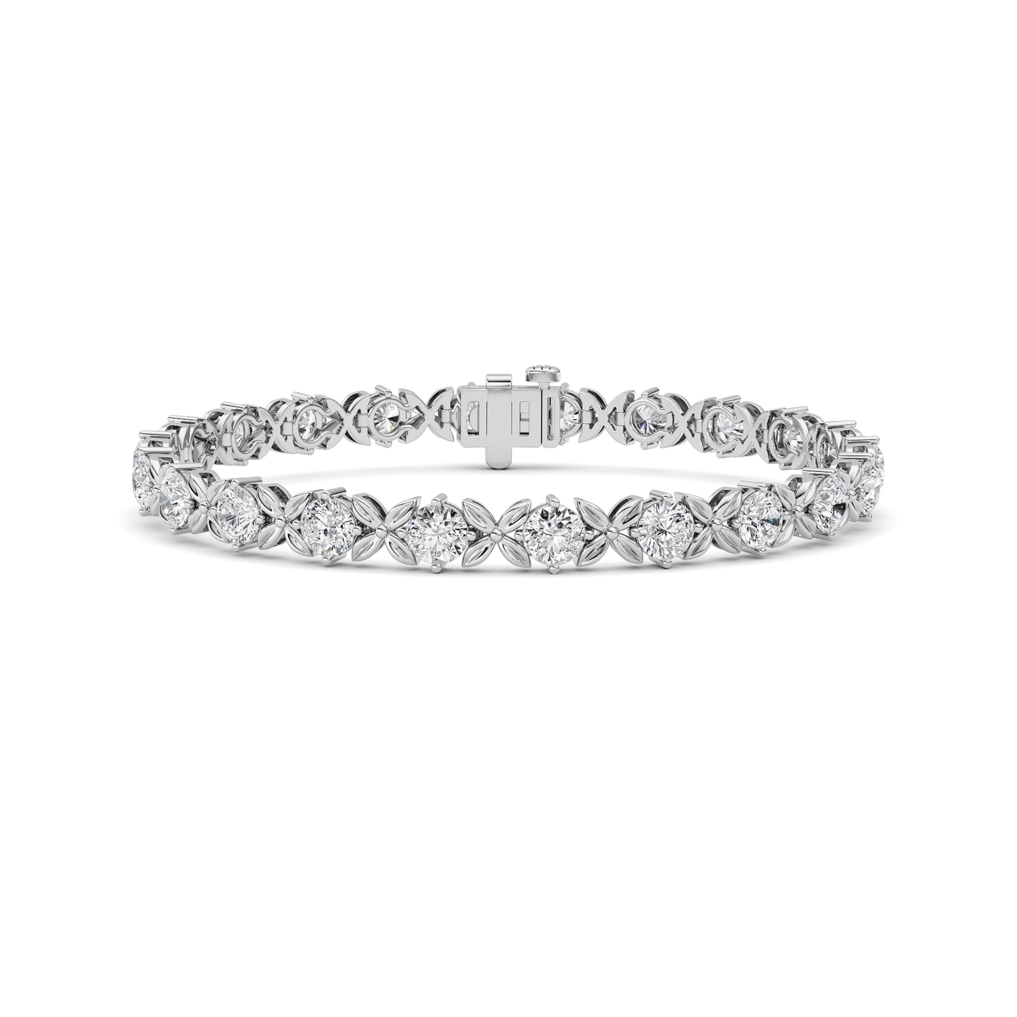 Round Lab Diamond Bracelet in14K — 7 ct total weight in 14k white gold · product view 1